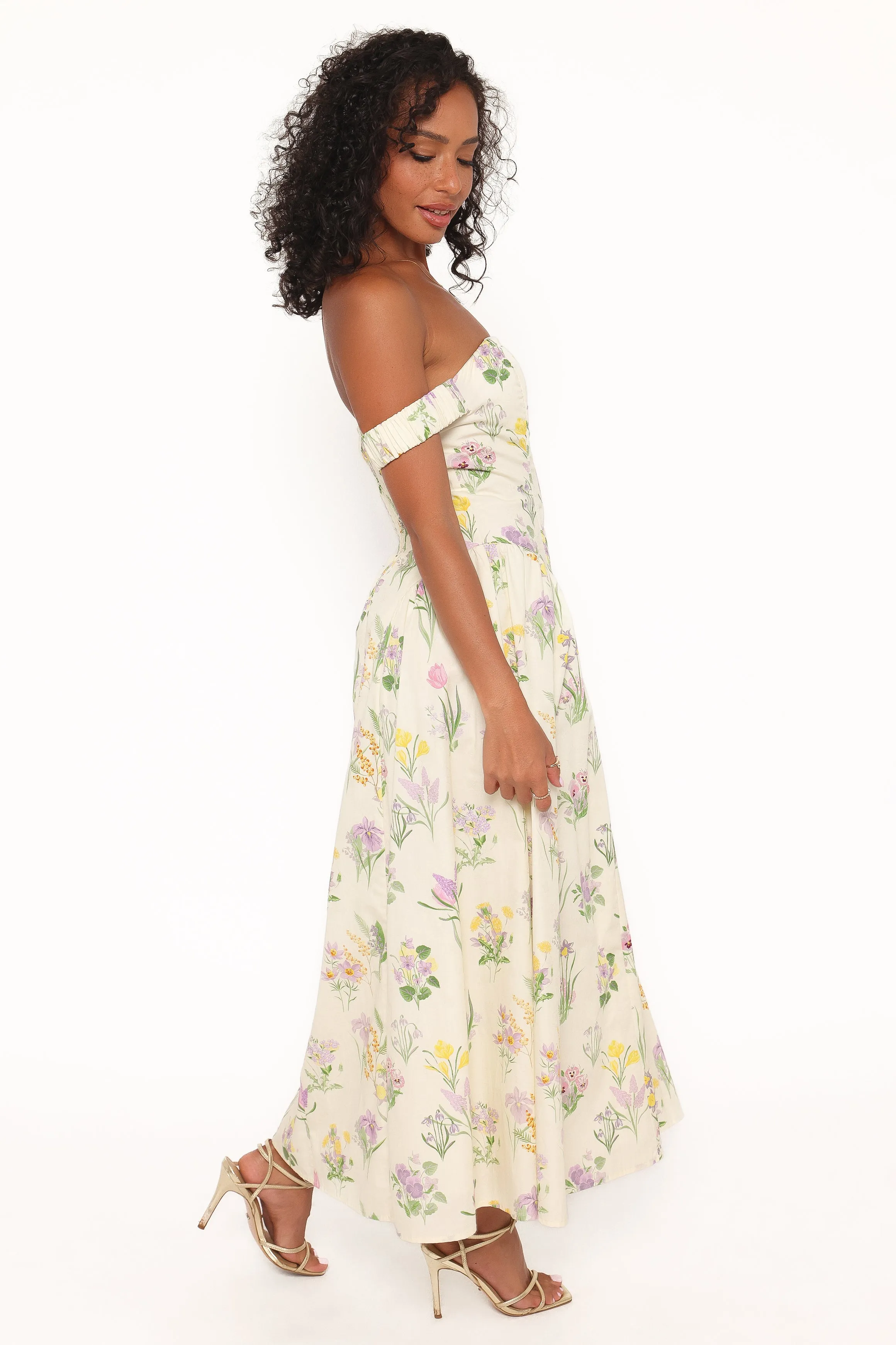 Larni Off Shoulder Midi Dress - Lavender Multi sold by Petal & Pup product image thumbnail 3