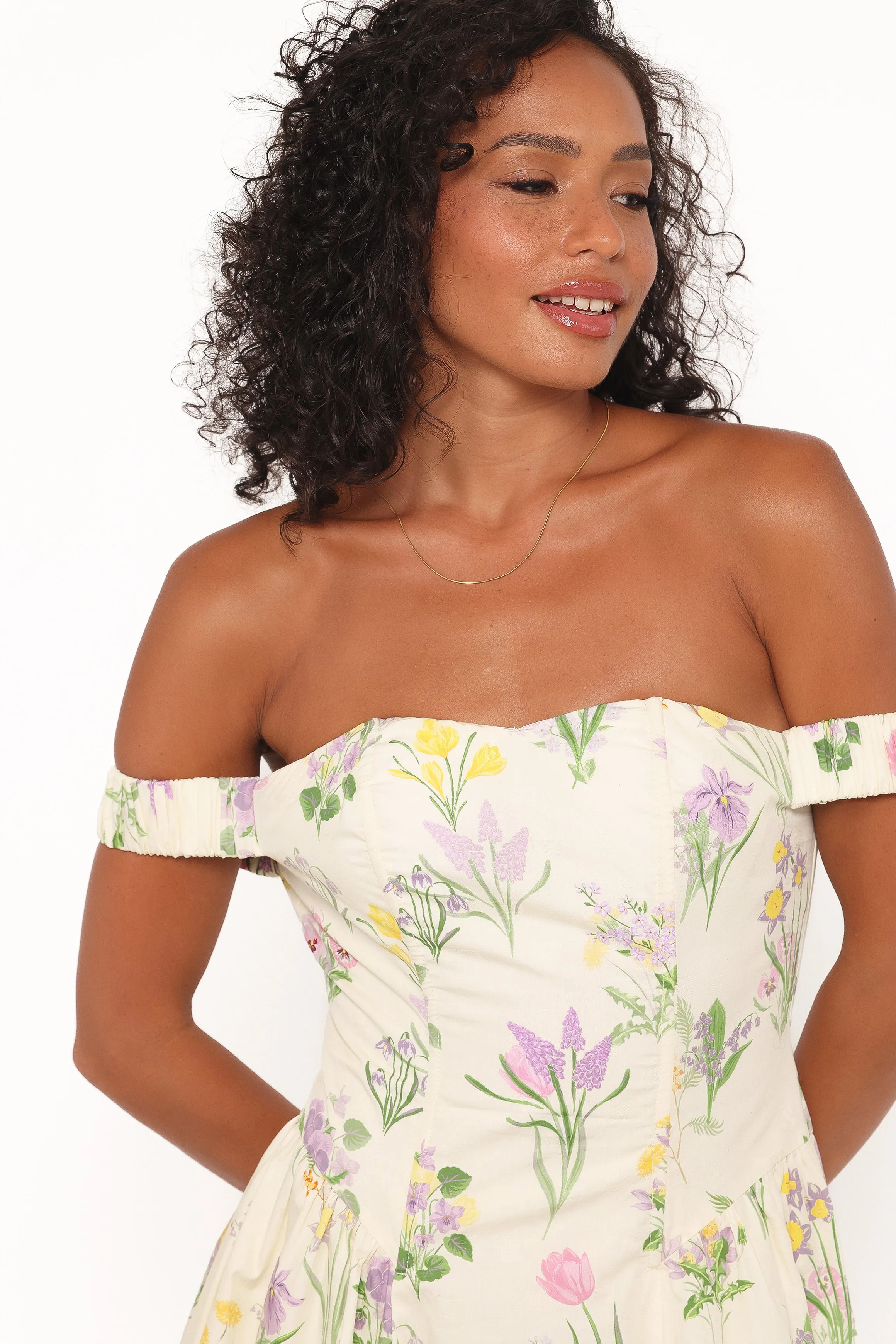 Larni Off Shoulder Midi Dress - Lavender Multi sold by Petal & Pup product image thumbnail 2