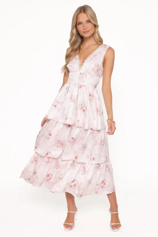 Natarsha Maxi Dress - White Pink Floral made by Petal & Pup