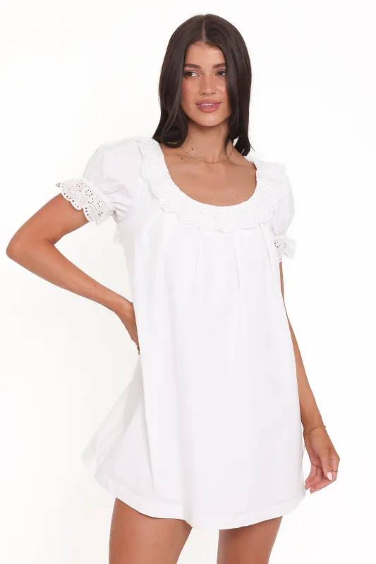 Merlyn Mini Dress - White made by Petal & Pup