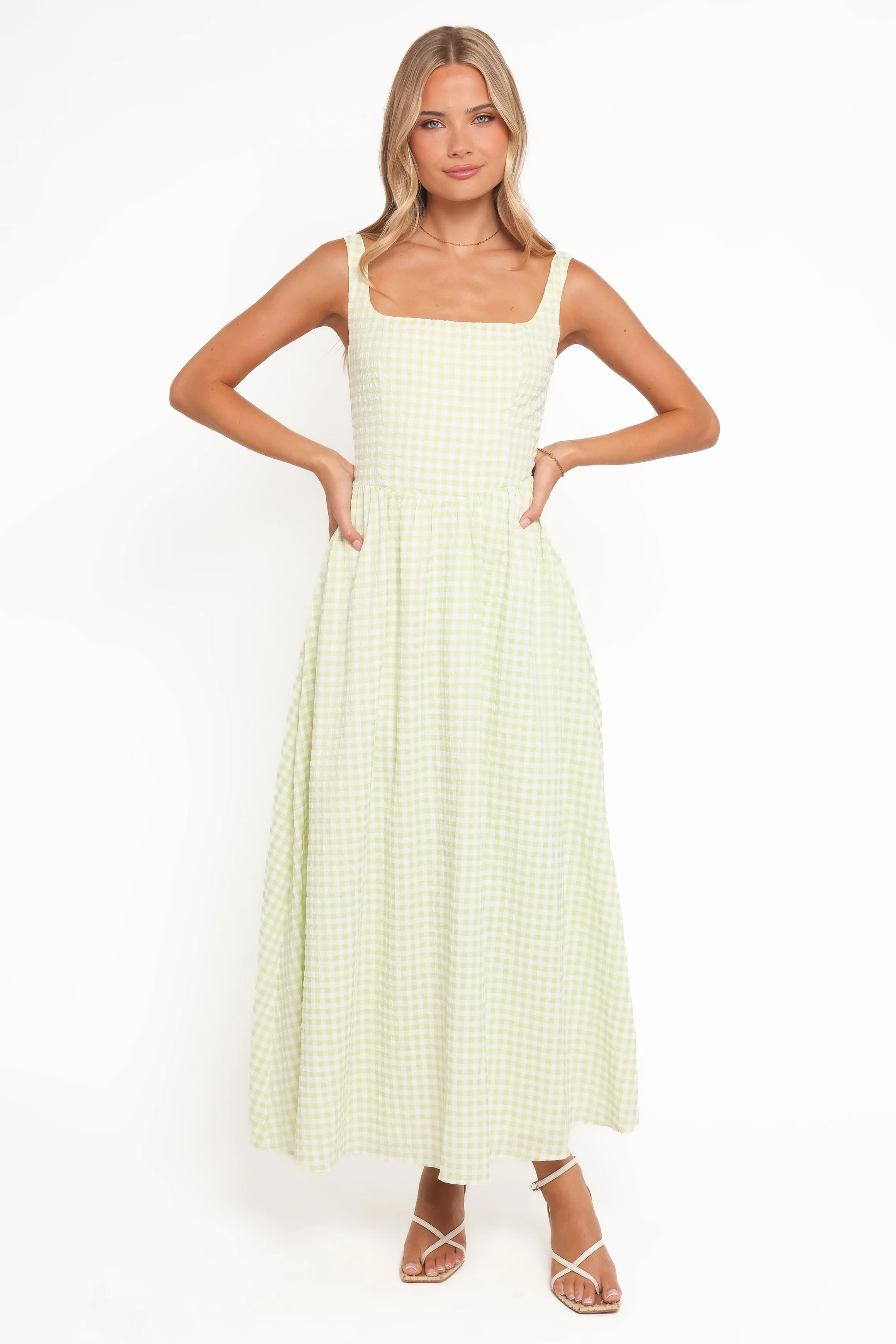 Amberlyn Maxi Dress - Green Gingham sold by Petal & Pup