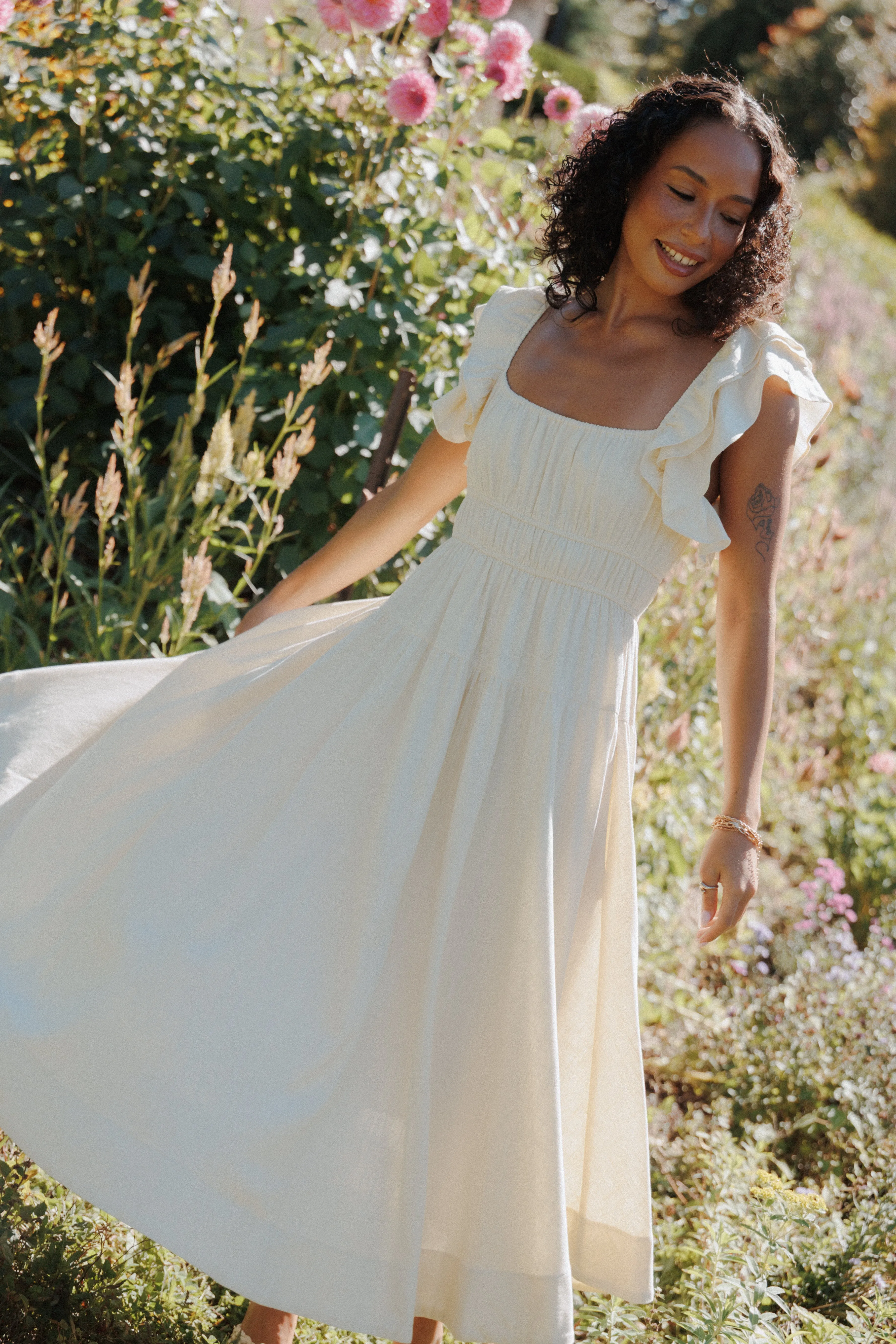 Linda Midi Dress - Butter Yellow sold by Petal & Pup