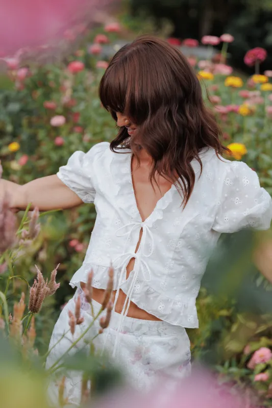 Andra Top - White Broderie made by Petal & Pup