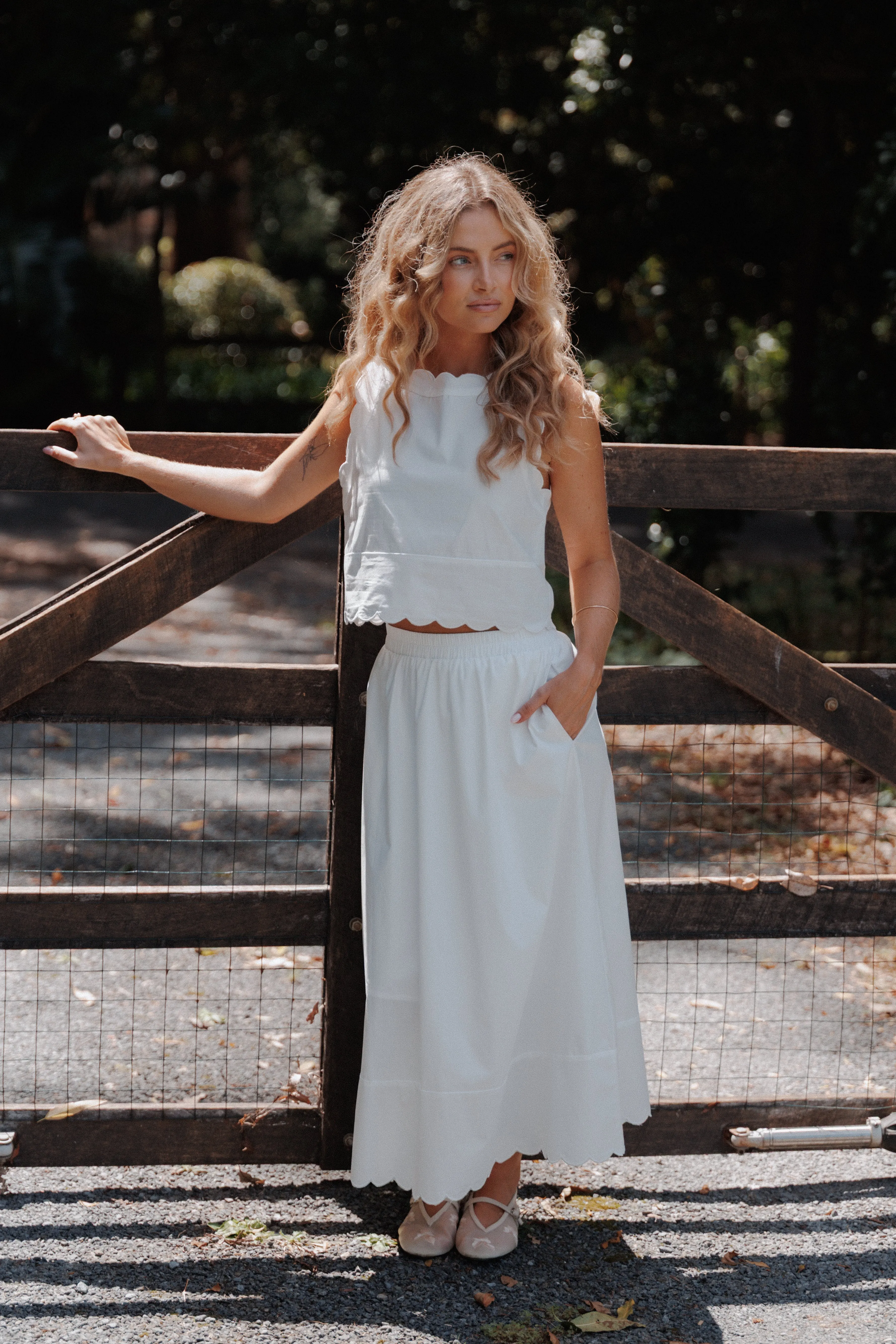 Heather Maxi Skirt Set - White sold by Petal & Pup