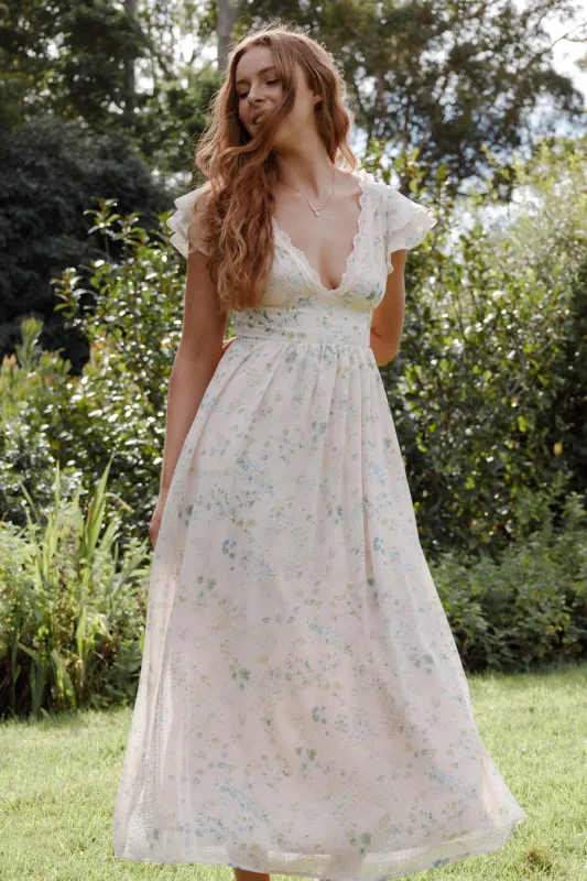 Angelica Midi Dress - Pastel Pink Floral made by Petal & Pup