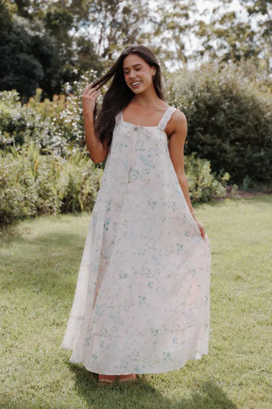 Caroline Maxi Dress - Pastel Pink Floral made by Petal & Pup