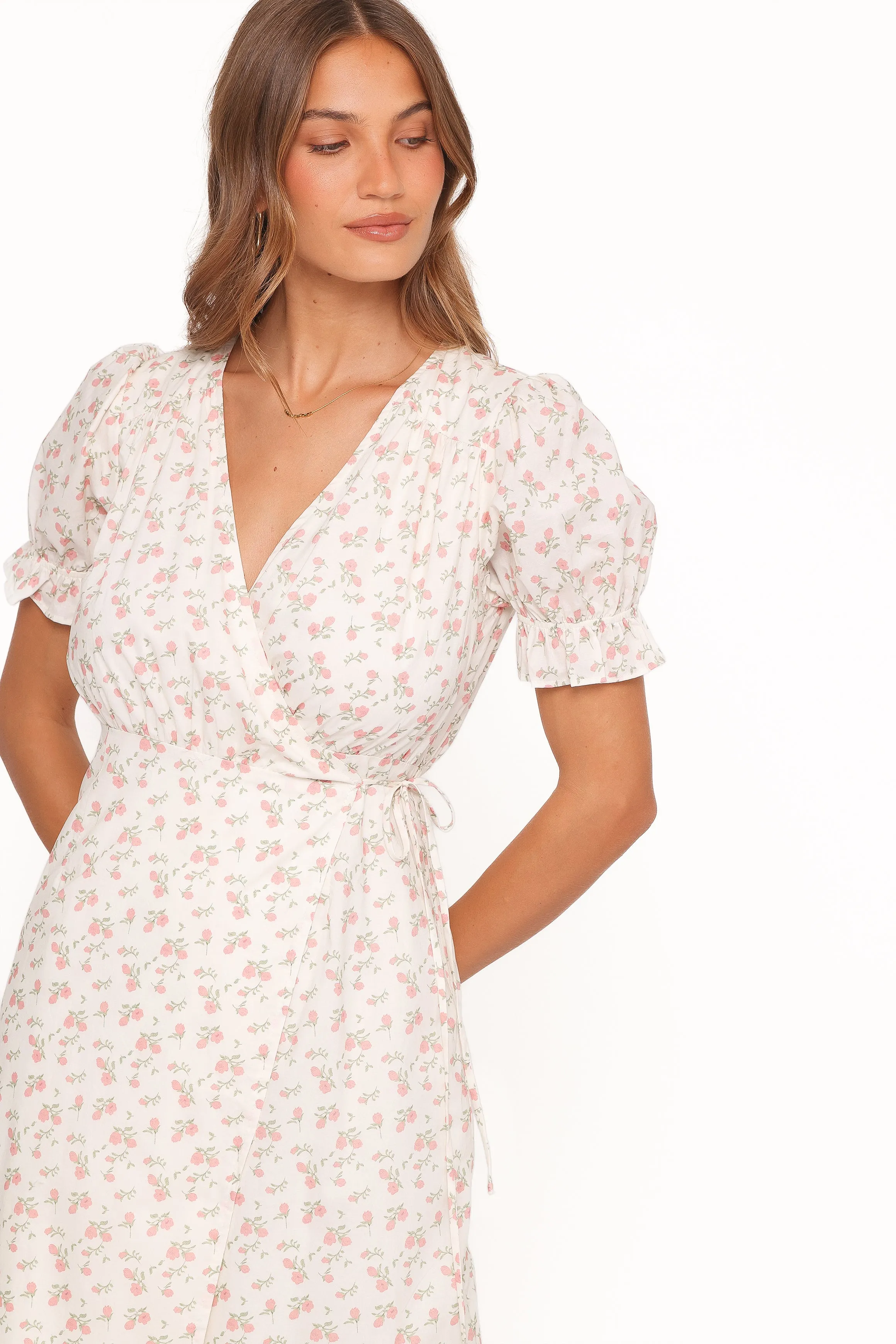 Mabella Midi Dress - Peach Ditsy Floral sold by Petal & Pup product image thumbnail 3