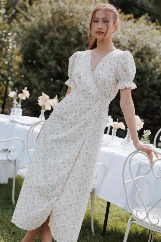 Mabella Midi Dress - Peach Ditsy Floral made by Petal & Pup