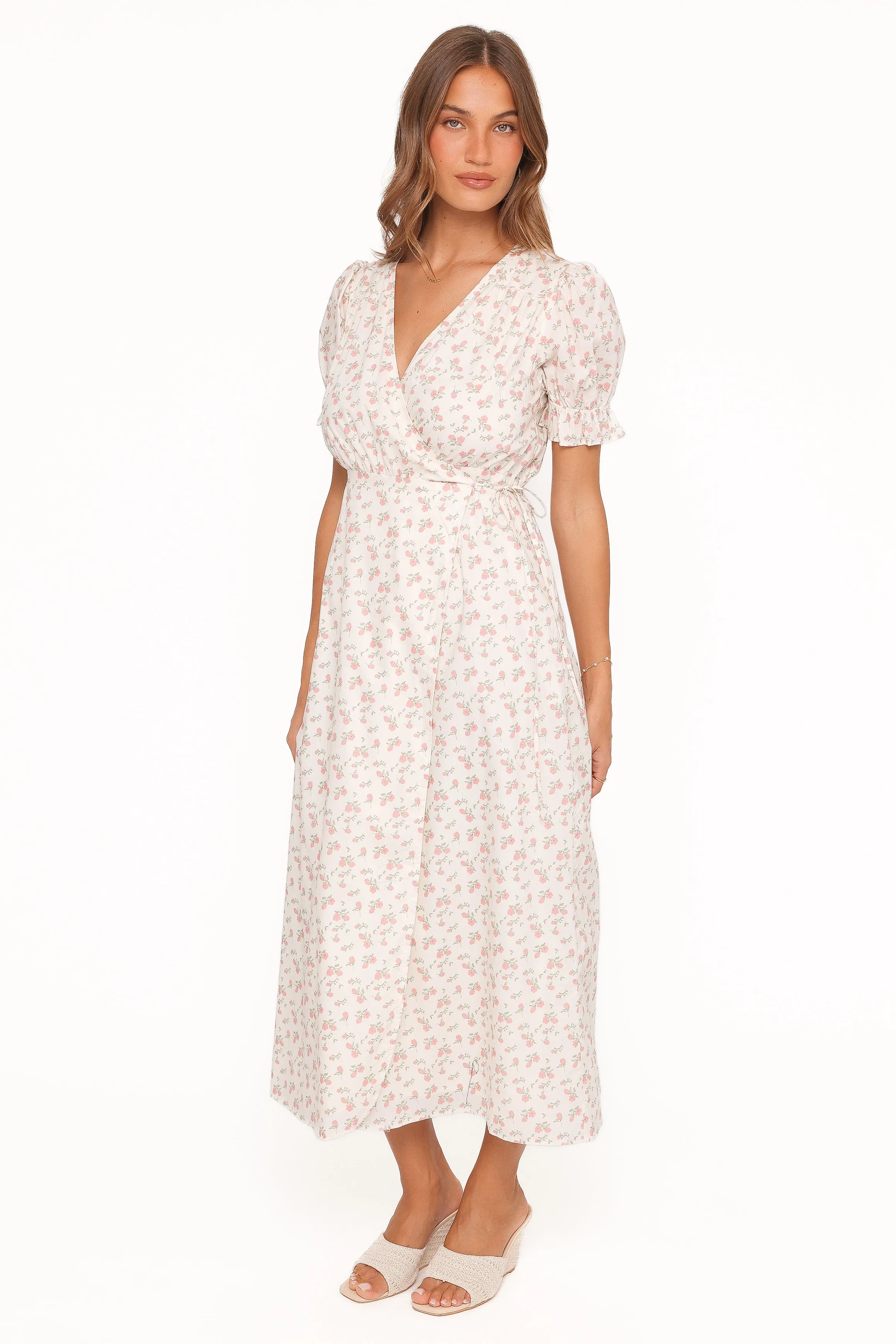 Mabella Midi Dress - Peach Ditsy Floral sold by Petal & Pup product image thumbnail 4