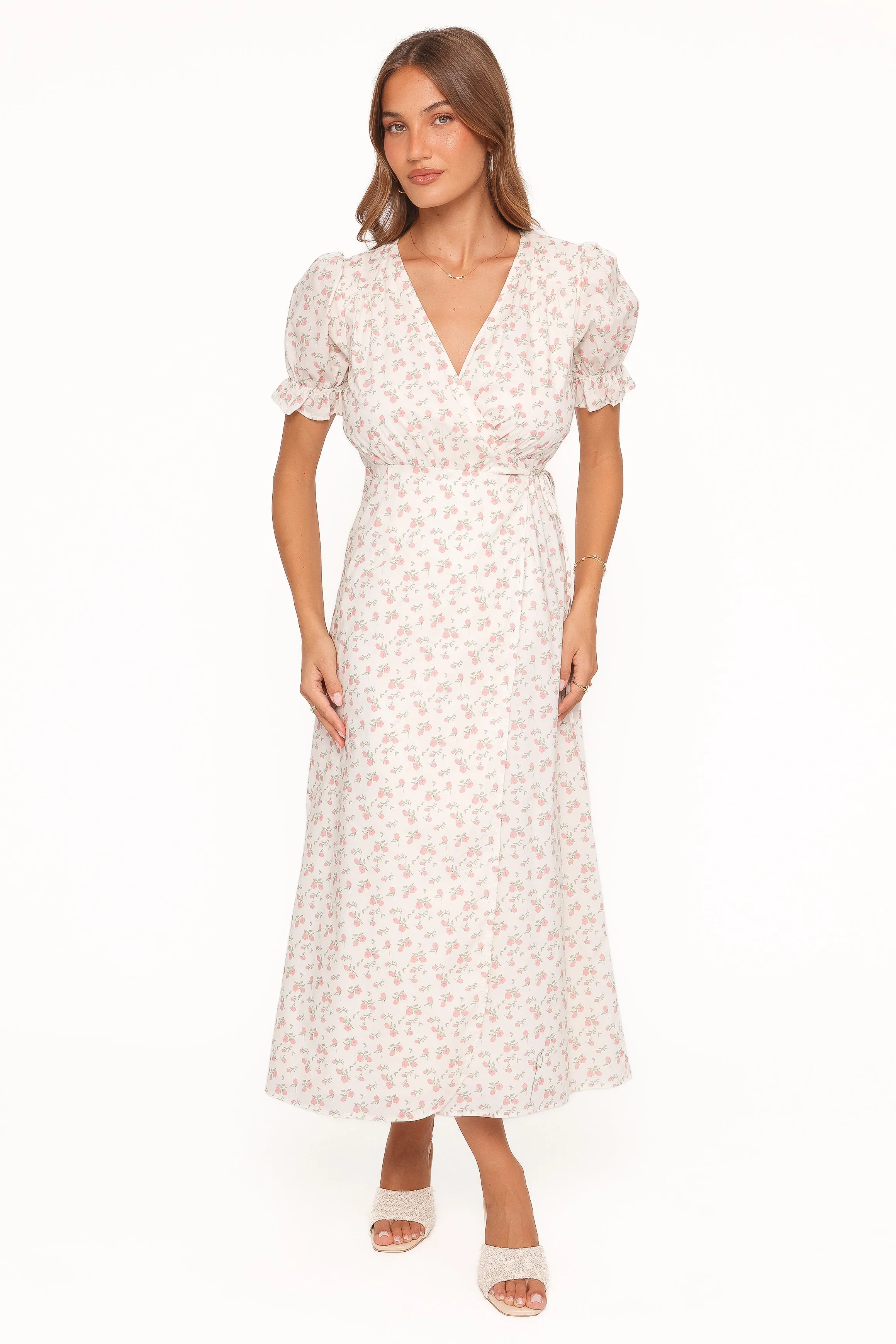 Mabella Midi Dress - Peach Ditsy Floral sold by Petal & Pup product image thumbnail 2