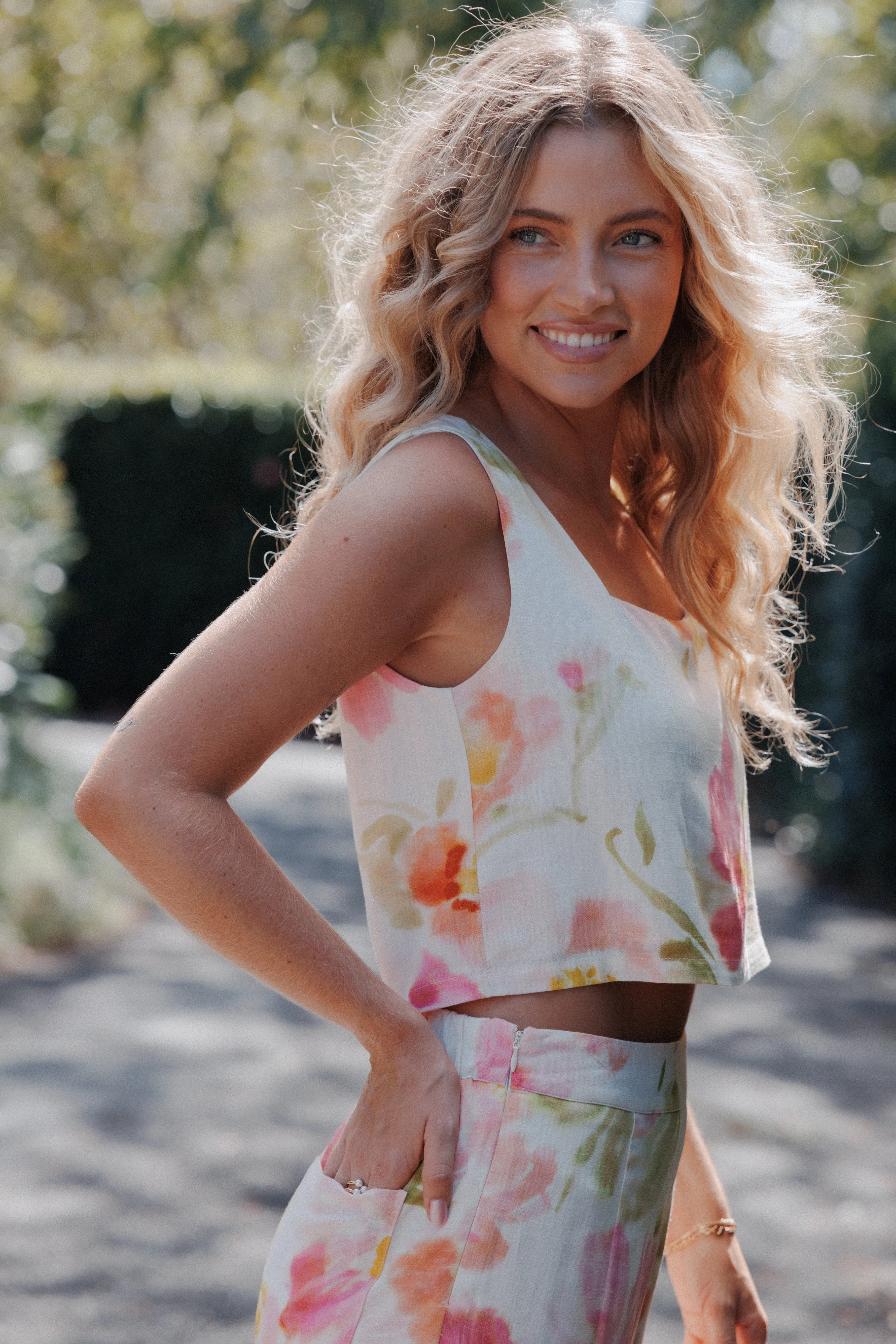 Devlin Top - Pink Garden Floral sold by Petal & Pup