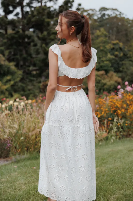 Elwyn Maxi Dress - White Broderie made by Petal & Pup