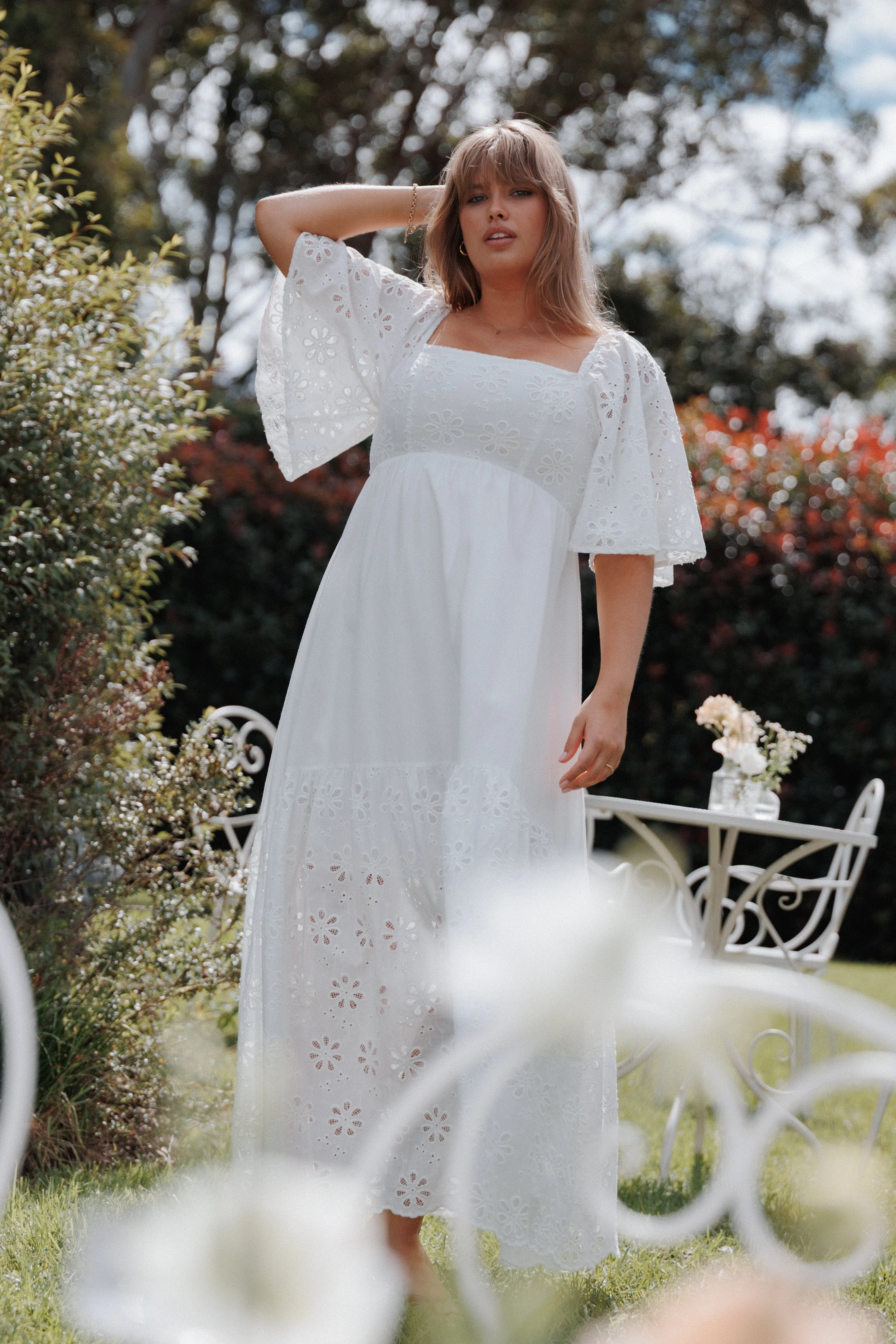 Xana Maxi Dress - White Broderie sold by Petal & Pup