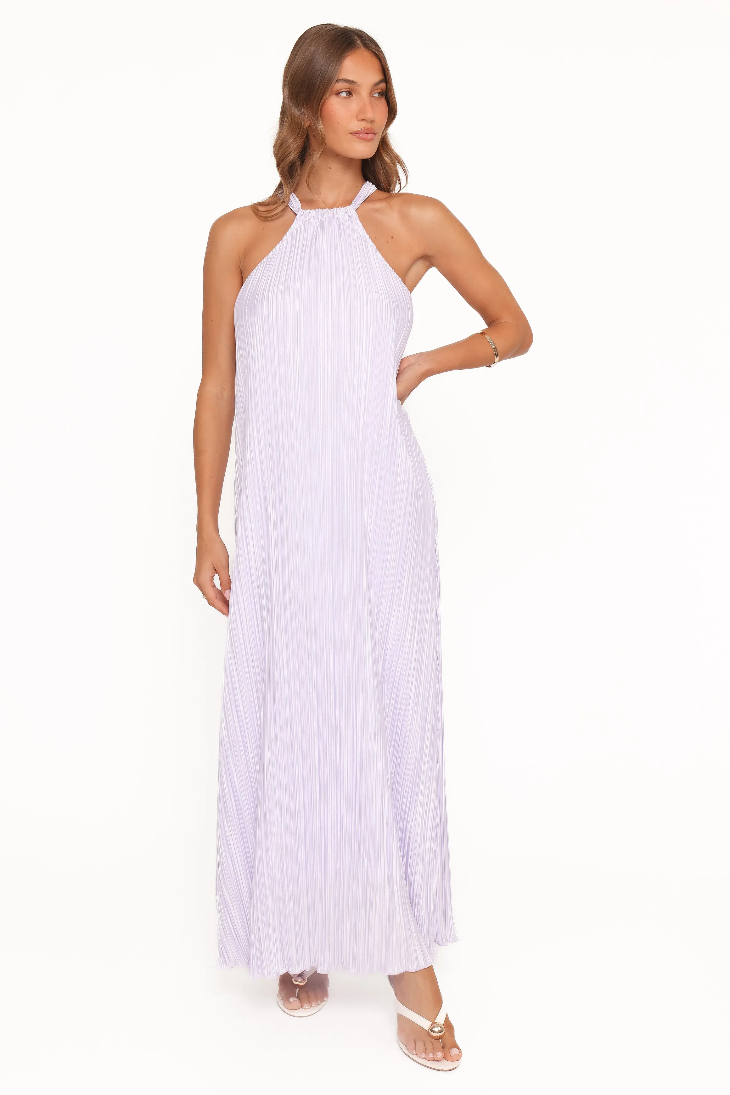 Melody Plisse Halter Maxi Dress - Lavender sold by Petal & Pup