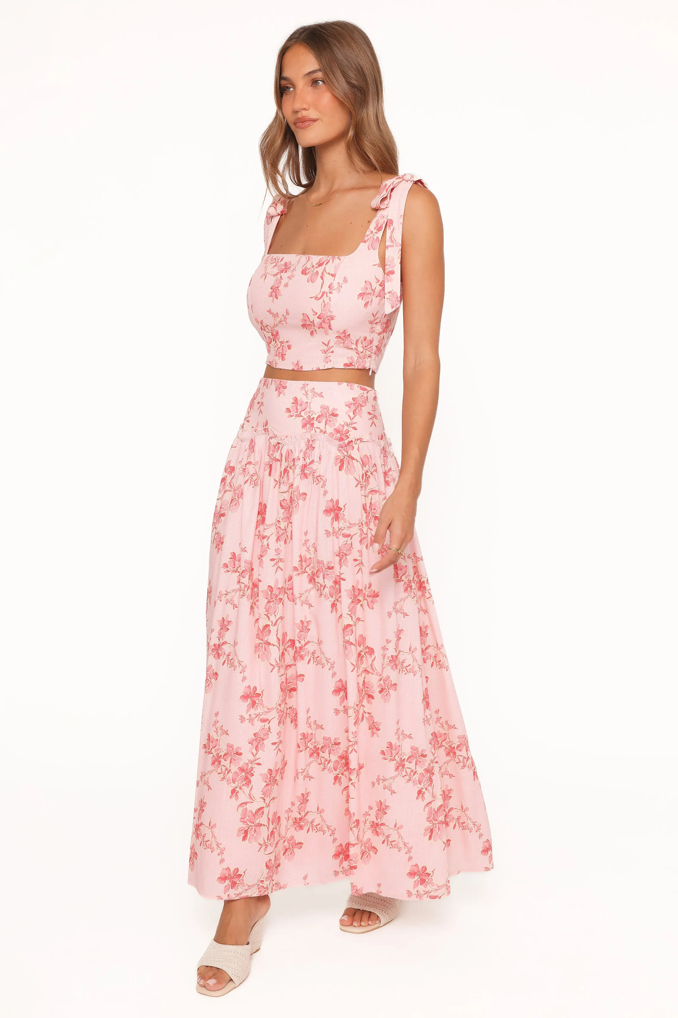 Tyler Drop Waist Maxi Skirt - Rose Pink Floral sold by Petal & Pup product image thumbnail 4