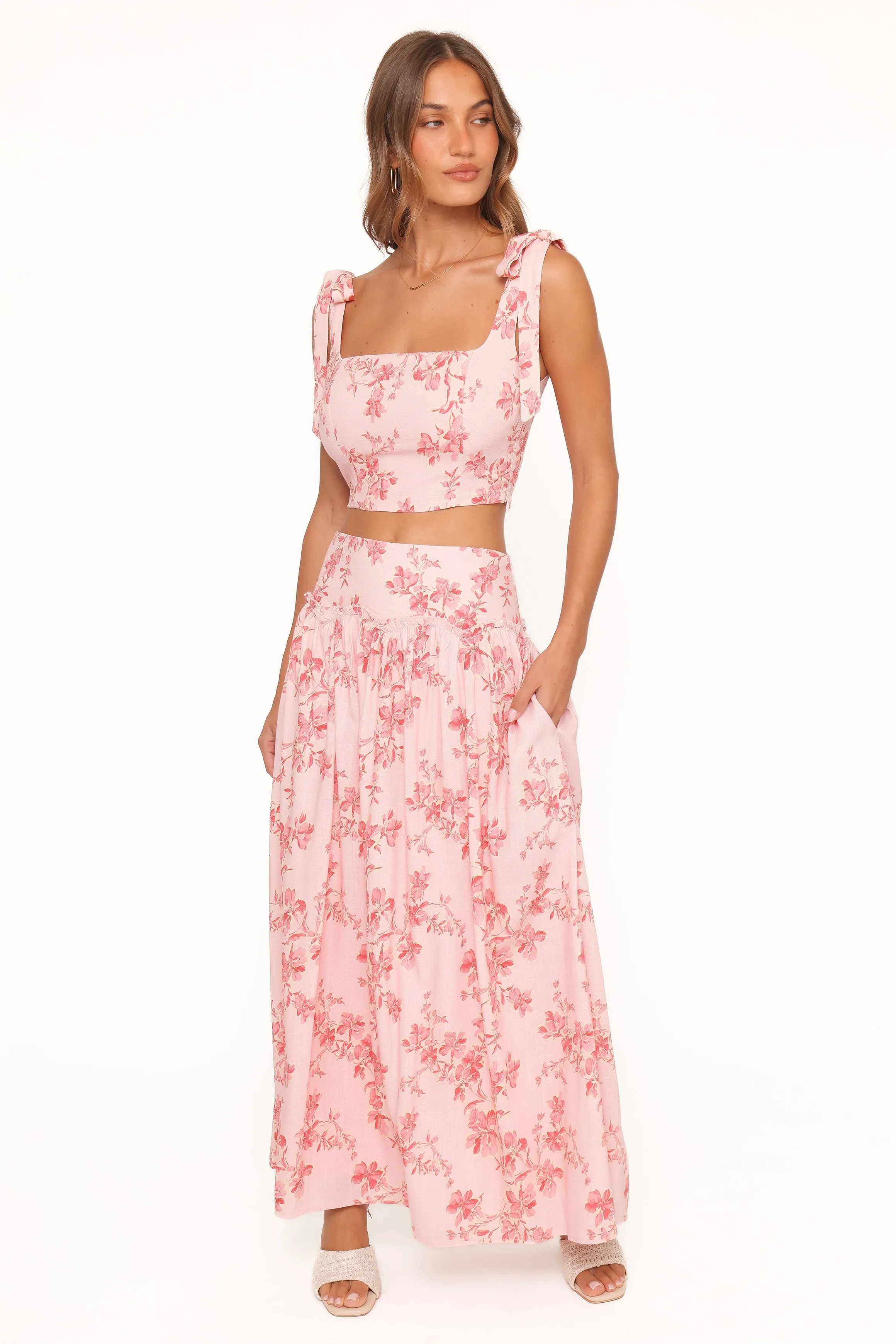 Tyler Drop Waist Maxi Skirt - Rose Pink Floral sold by Petal & Pup product image thumbnail 2