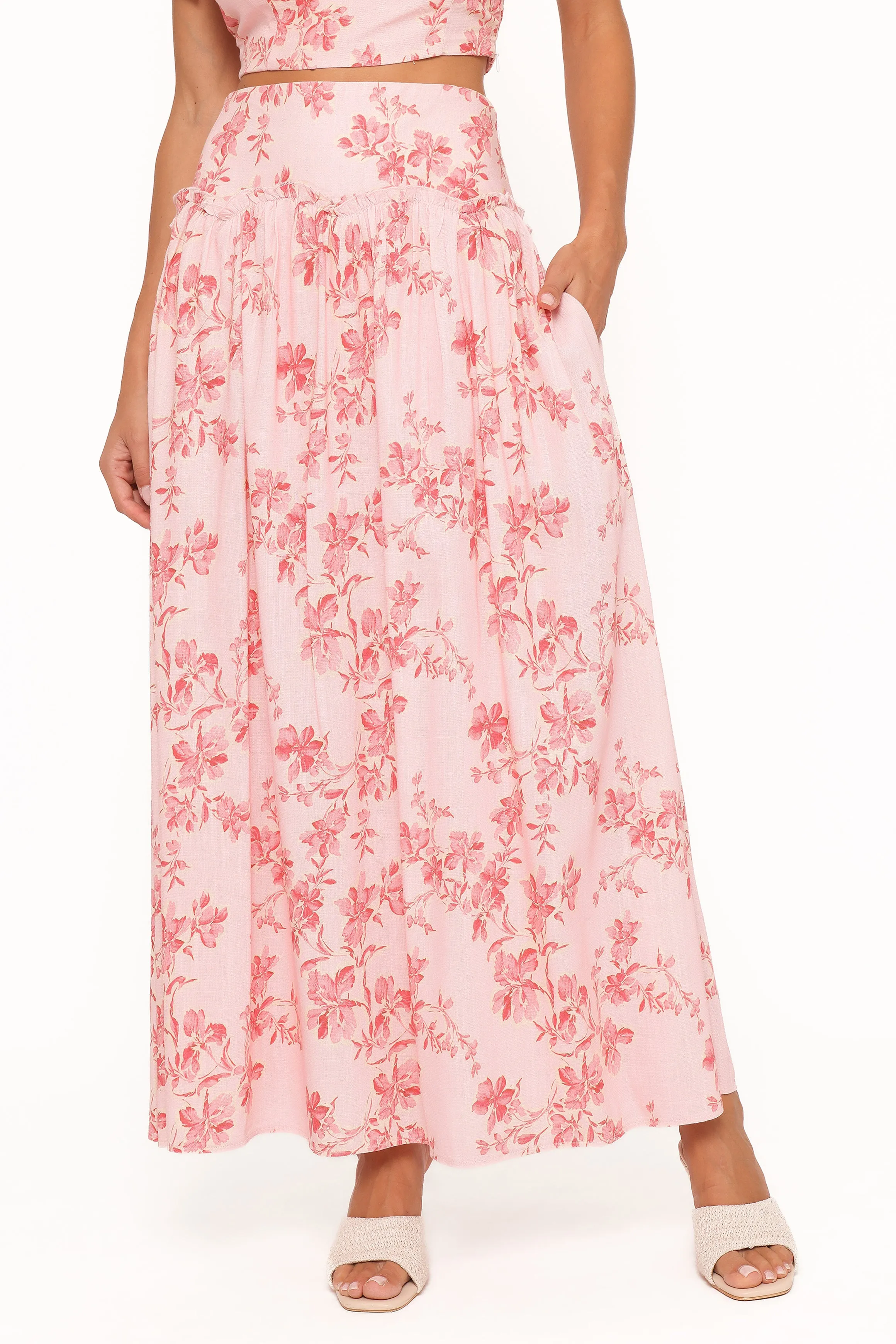 Tyler Drop Waist Maxi Skirt - Rose Pink Floral sold by Petal & Pup product image thumbnail 3