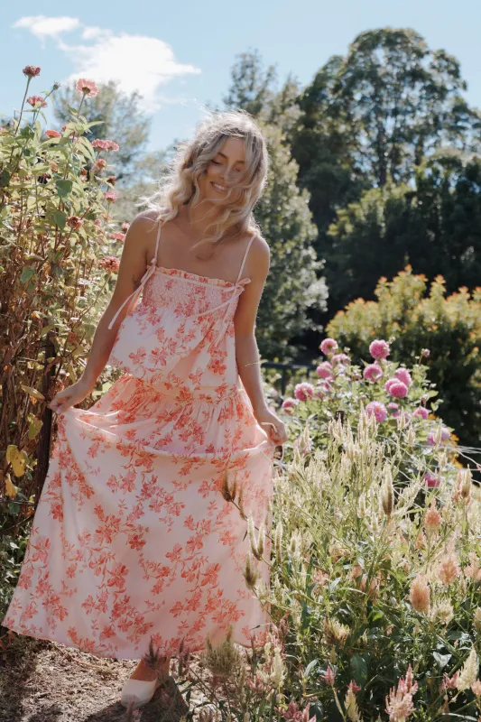 Tyler Drop Waist Maxi Skirt - Rose Pink Floral made by Petal & Pup