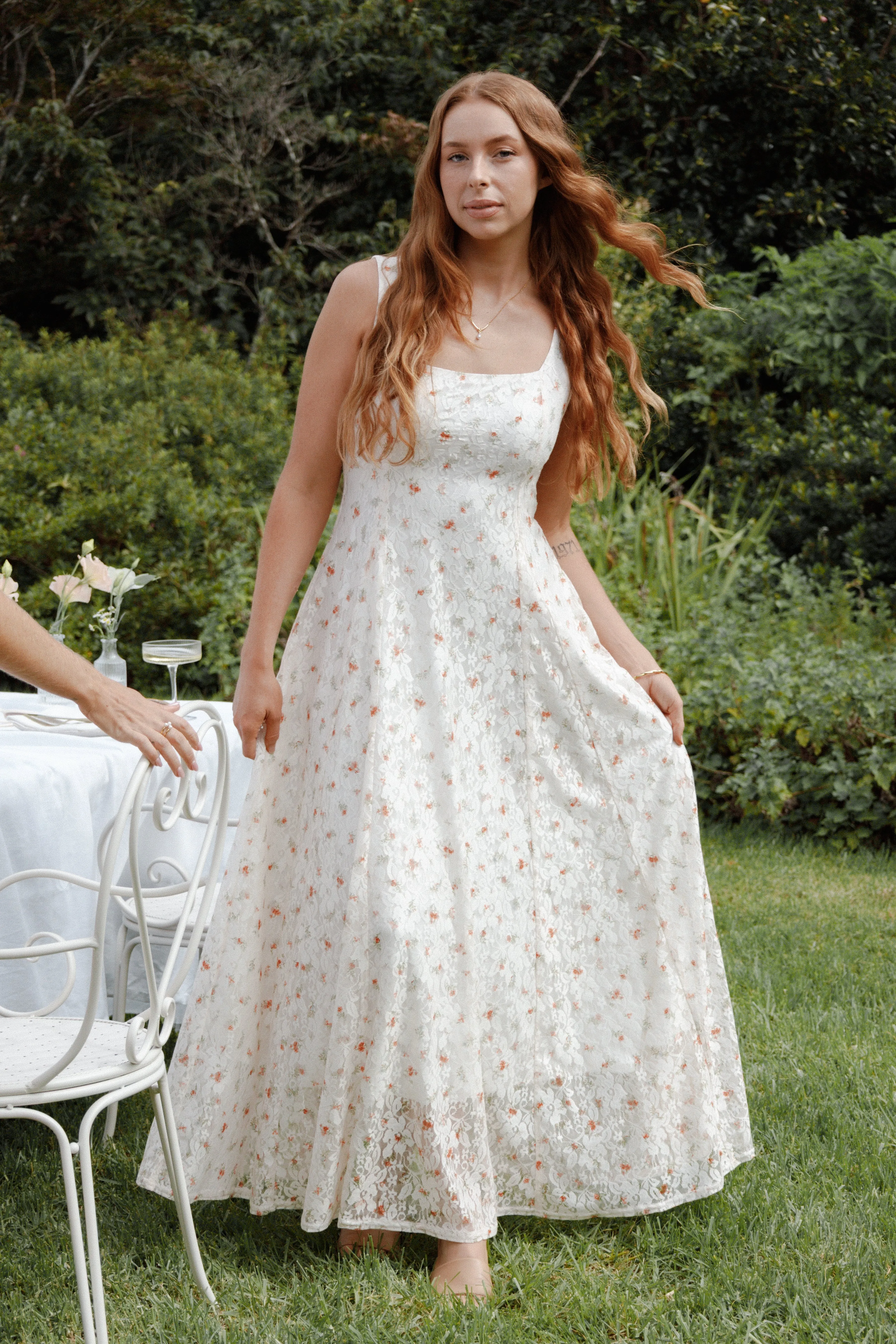 Valley Maxi Dress - White Floral Lace sold by Petal & Pup