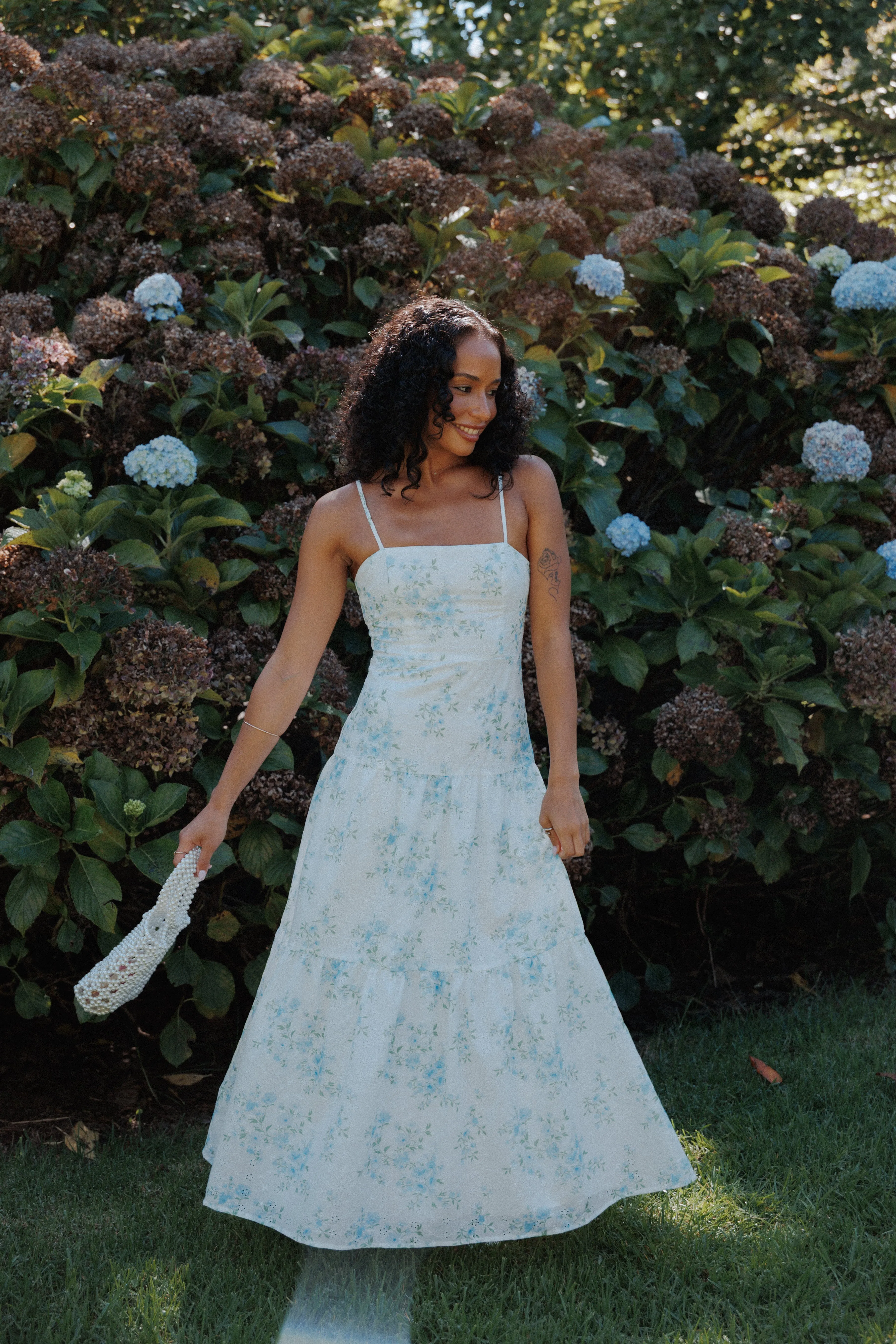 Botanique Midi Dress - Blue Floral sold by Petal & Pup