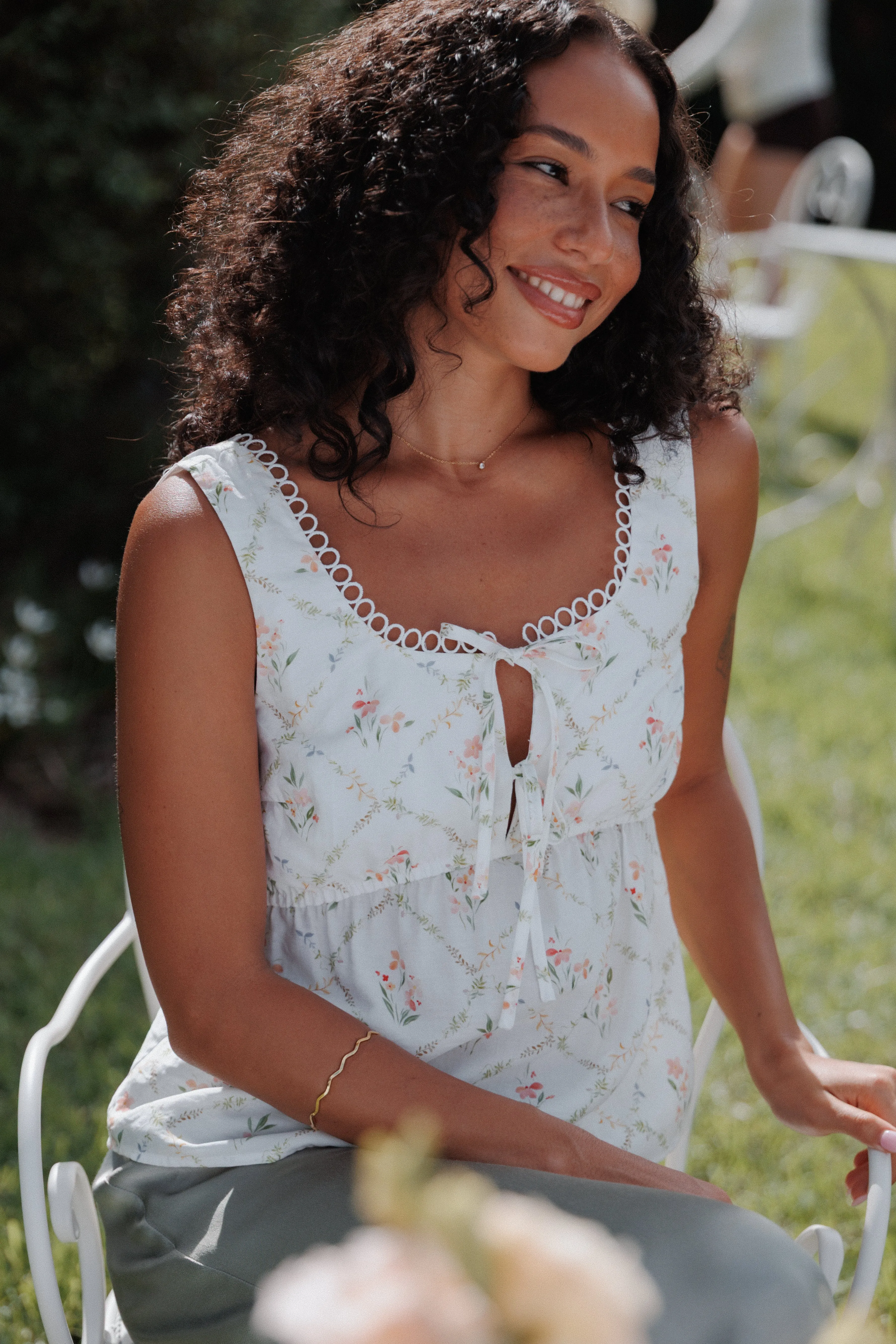 Gail Top - White Vintage Floral sold by Petal & Pup