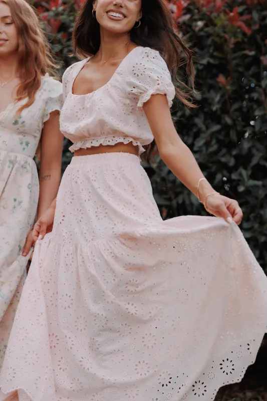 Angelina Skirt Set - Pink Broiderie made by Petal & Pup