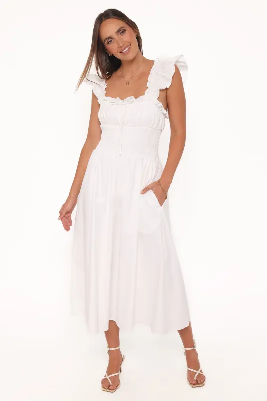 Bronte Midi Dress - White made by Petal & Pup