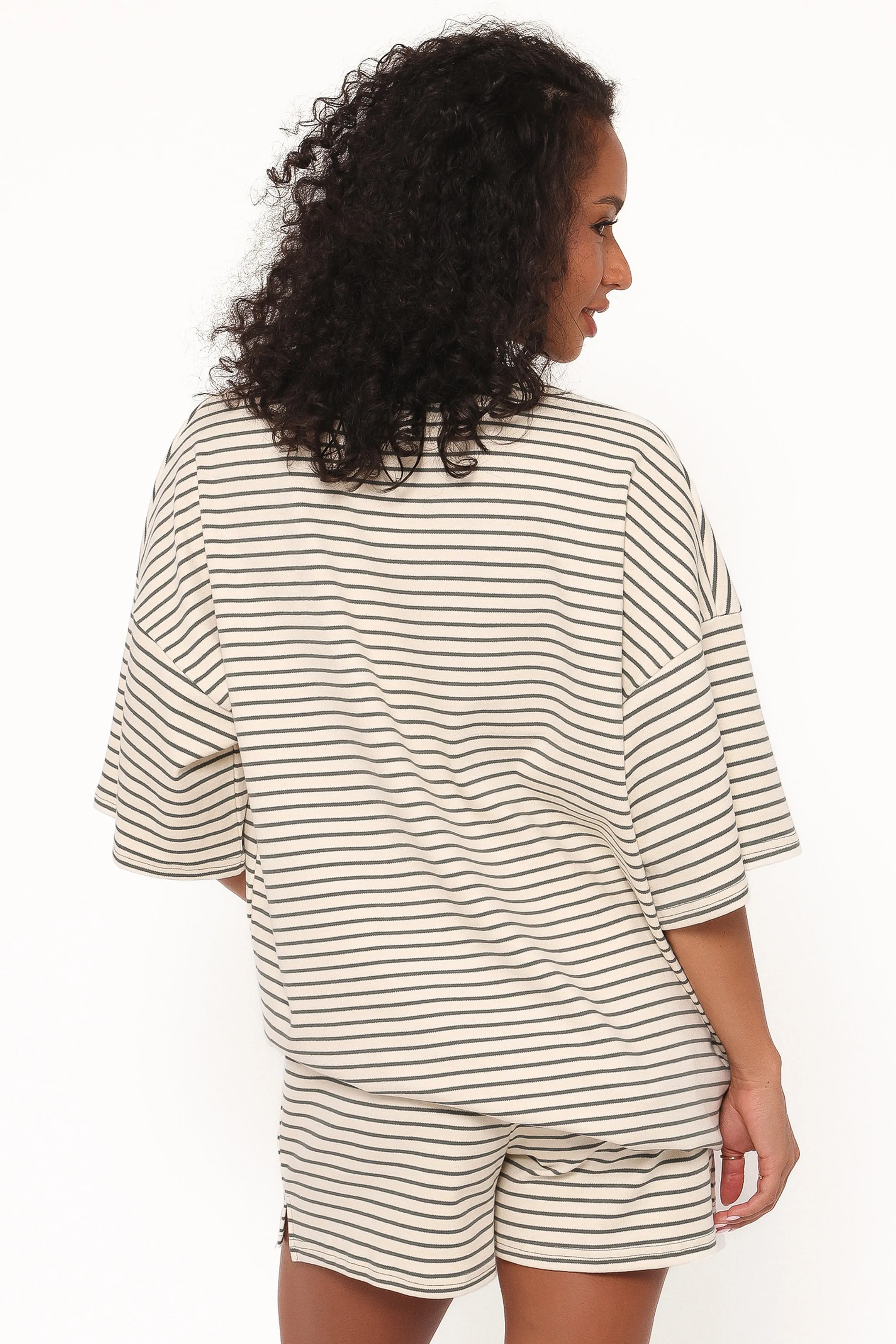 Hellen Stripe Short Set - Cream/Green Stripe sold by Petal & Pup product image thumbnail 4