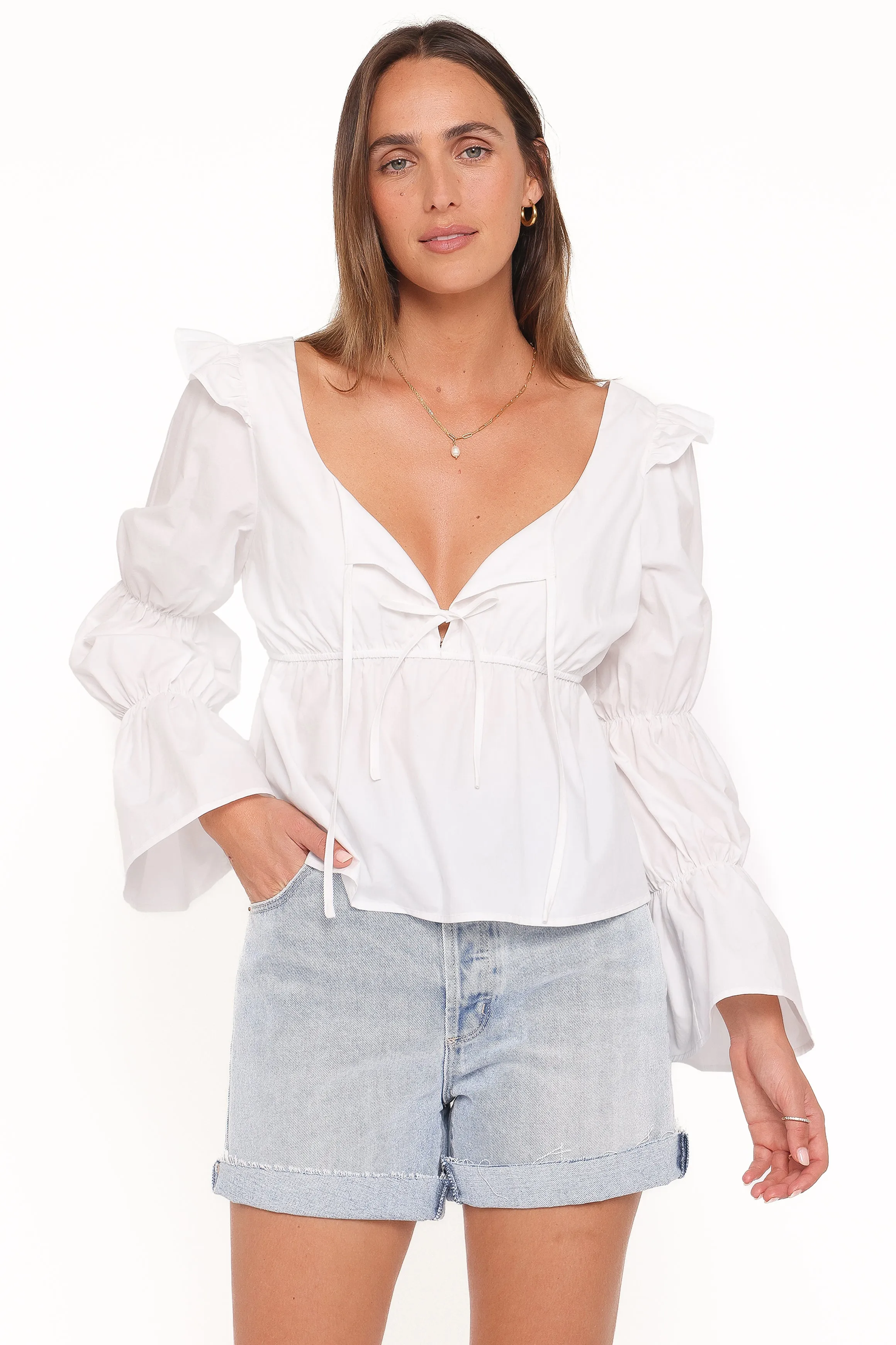 Bairbre Peasant Top - White sold by Petal & Pup product image thumbnail 2