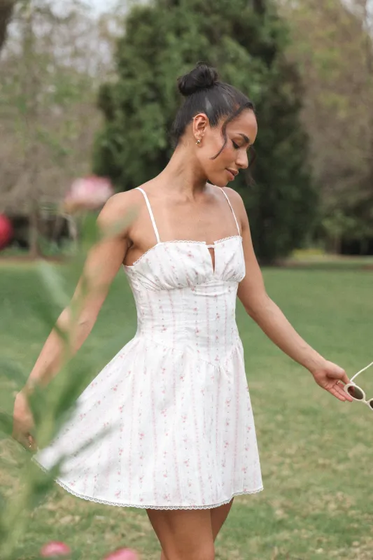 Athena Mini Dress - White Floral made by Petal & Pup