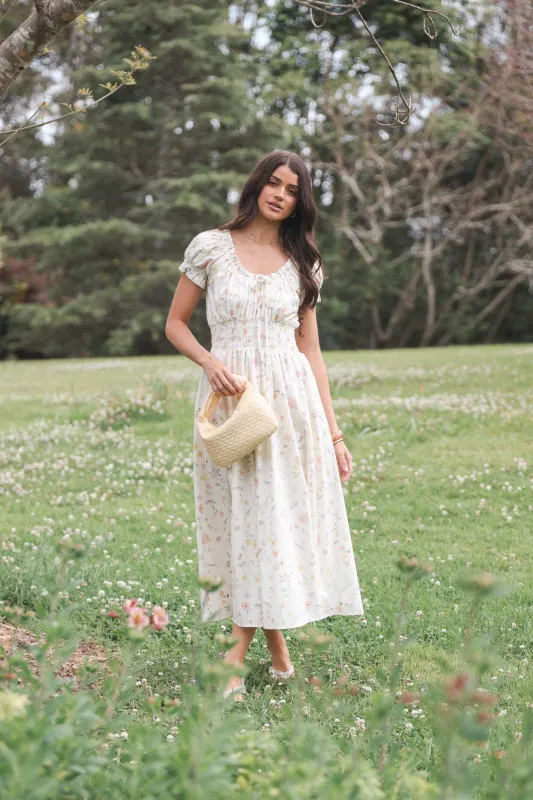 Katana Puff Sleeve Midi Dress - Floral made by Petal & Pup