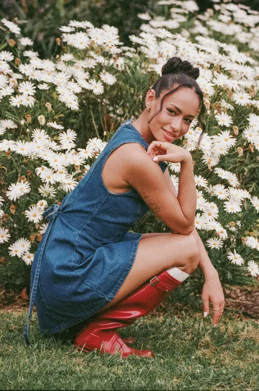 Katina Mini Dress - Denim made by Petal & Pup