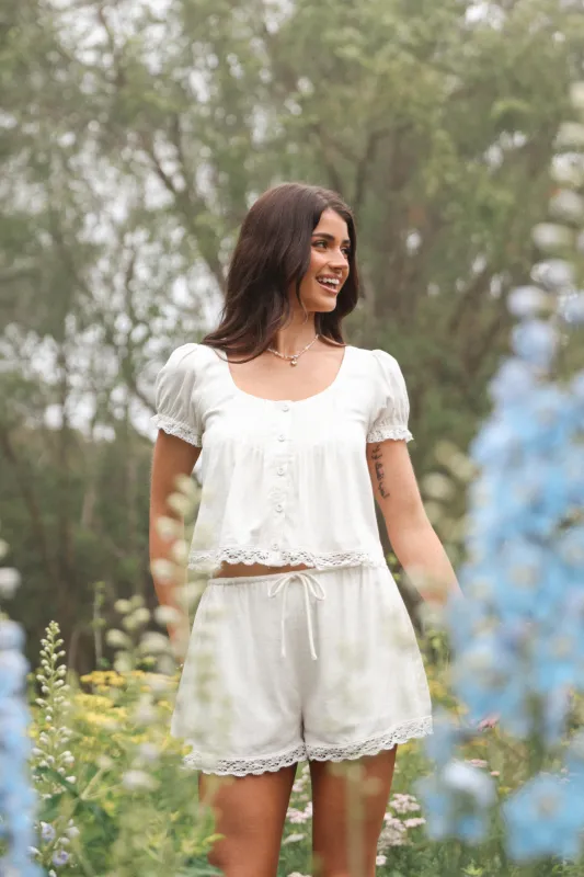 Elara Short Set - White made by Petal & Pup