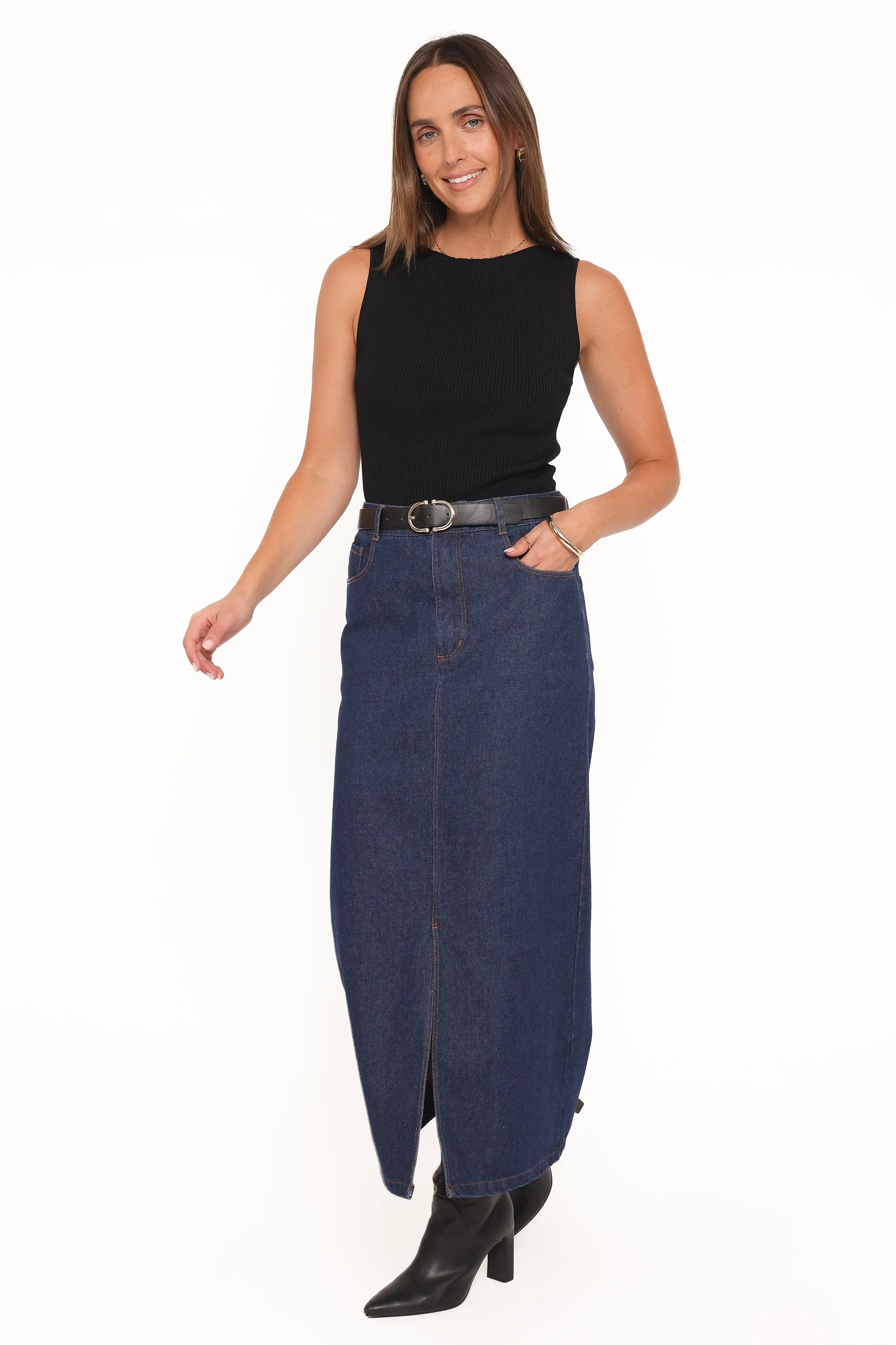 Dana Denim Midi Skirt - Midnight sold by Petal & Pup product image thumbnail 4