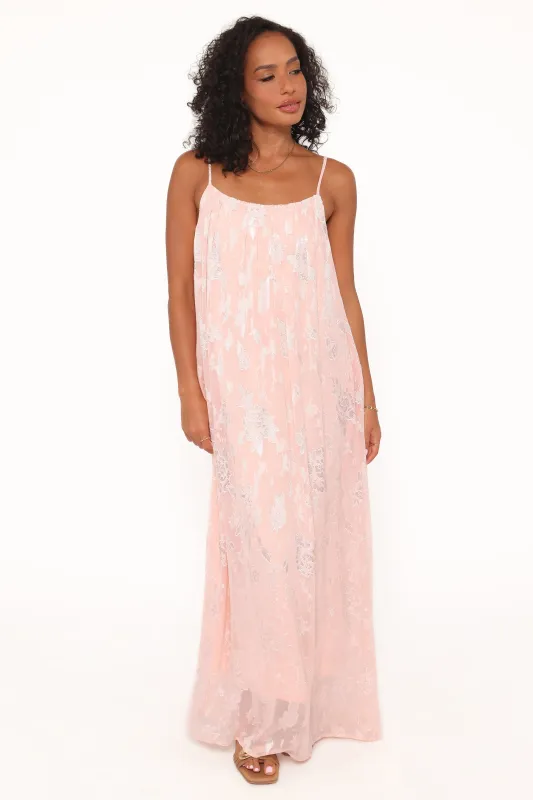 Lumina Jacquard Maxi Dress - Pink made by Petal & Pup