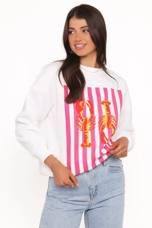 Goodwin Lobster Sweatshirt - White made by Petal & Pup