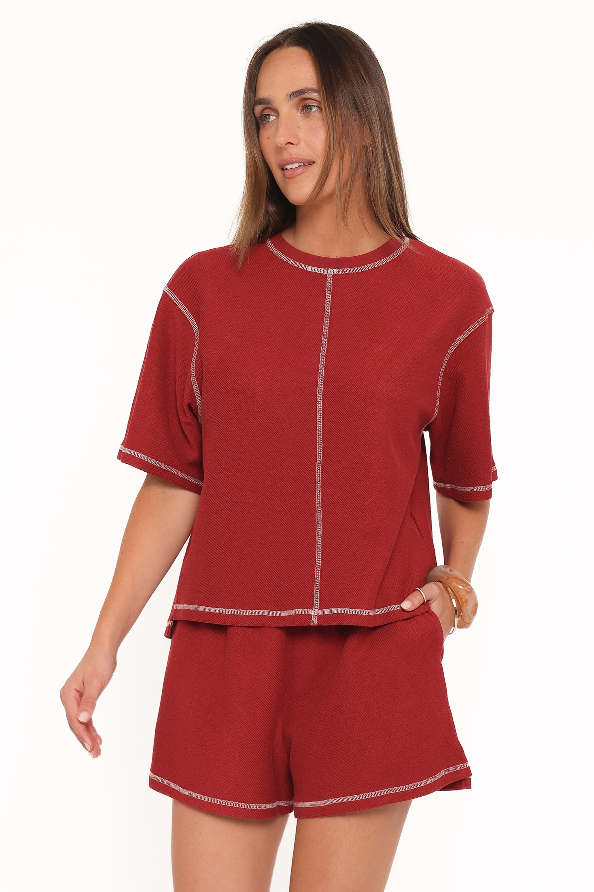 Melody Knit Short Set - Burgundy sold by Petal & Pup