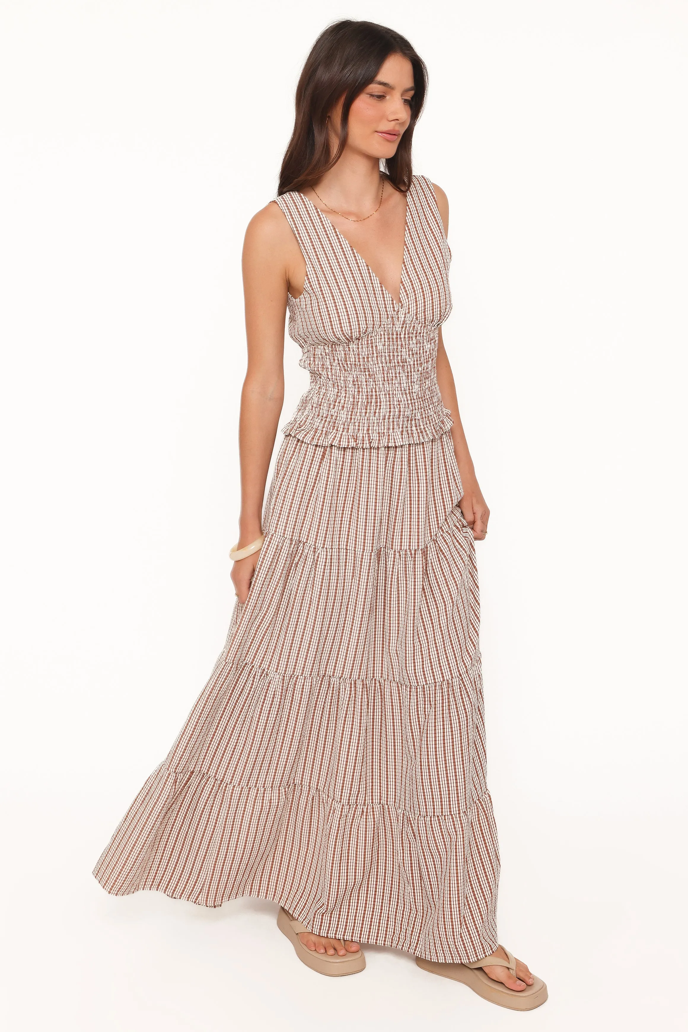 Eirlys Tiered Skirt Set - Brown White sold by Petal & Pup product image thumbnail 2