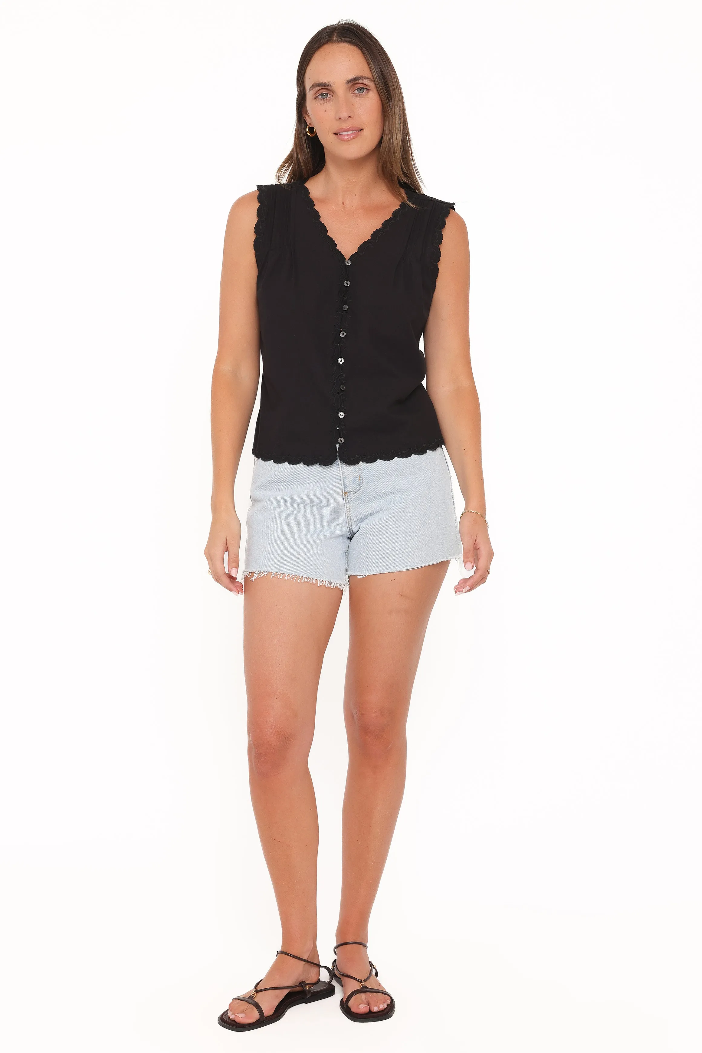 Lori Lace Trim Top - Black sold by Petal & Pup product image thumbnail 5