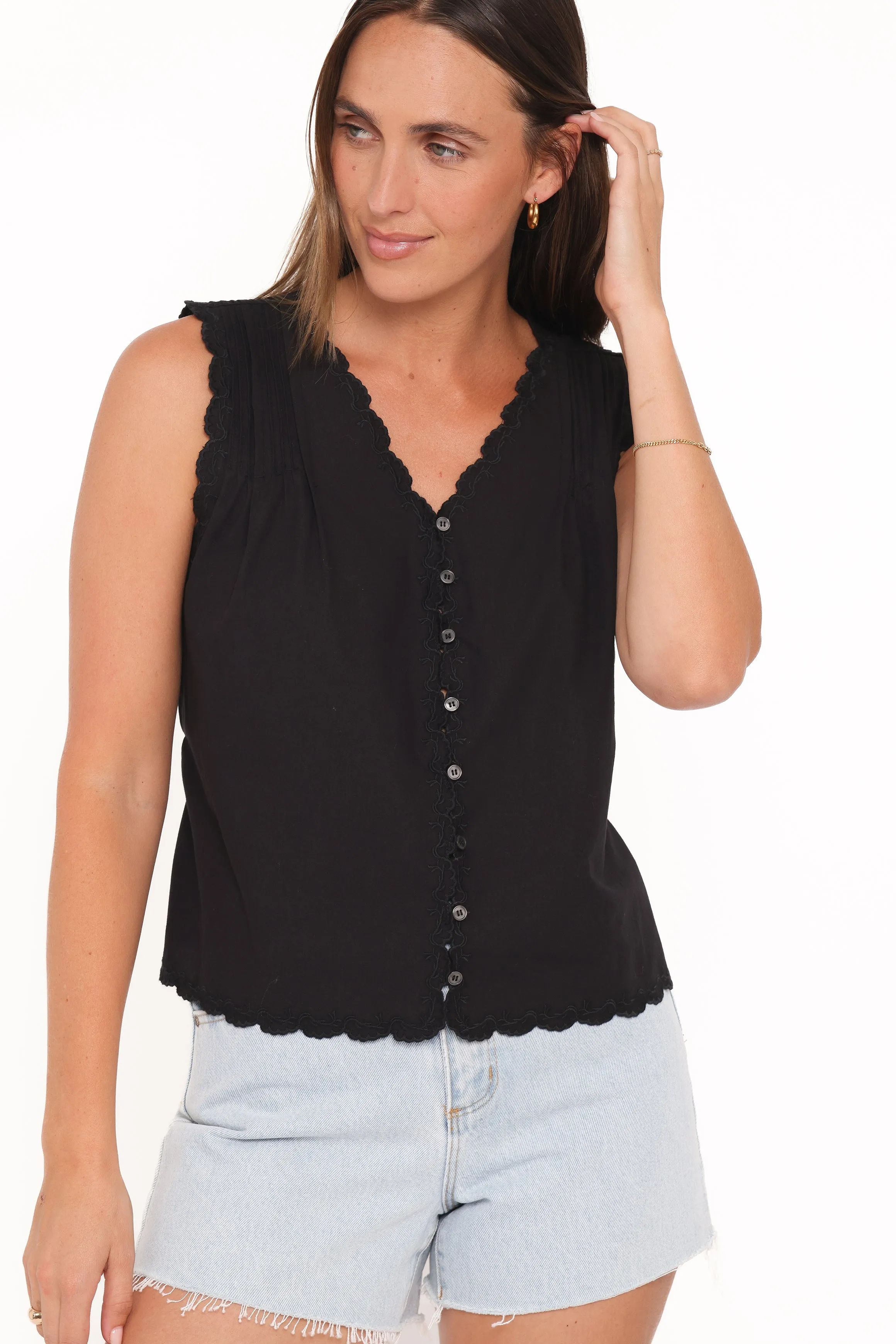 Lori Lace Trim Top - Black sold by Petal & Pup product image thumbnail 2