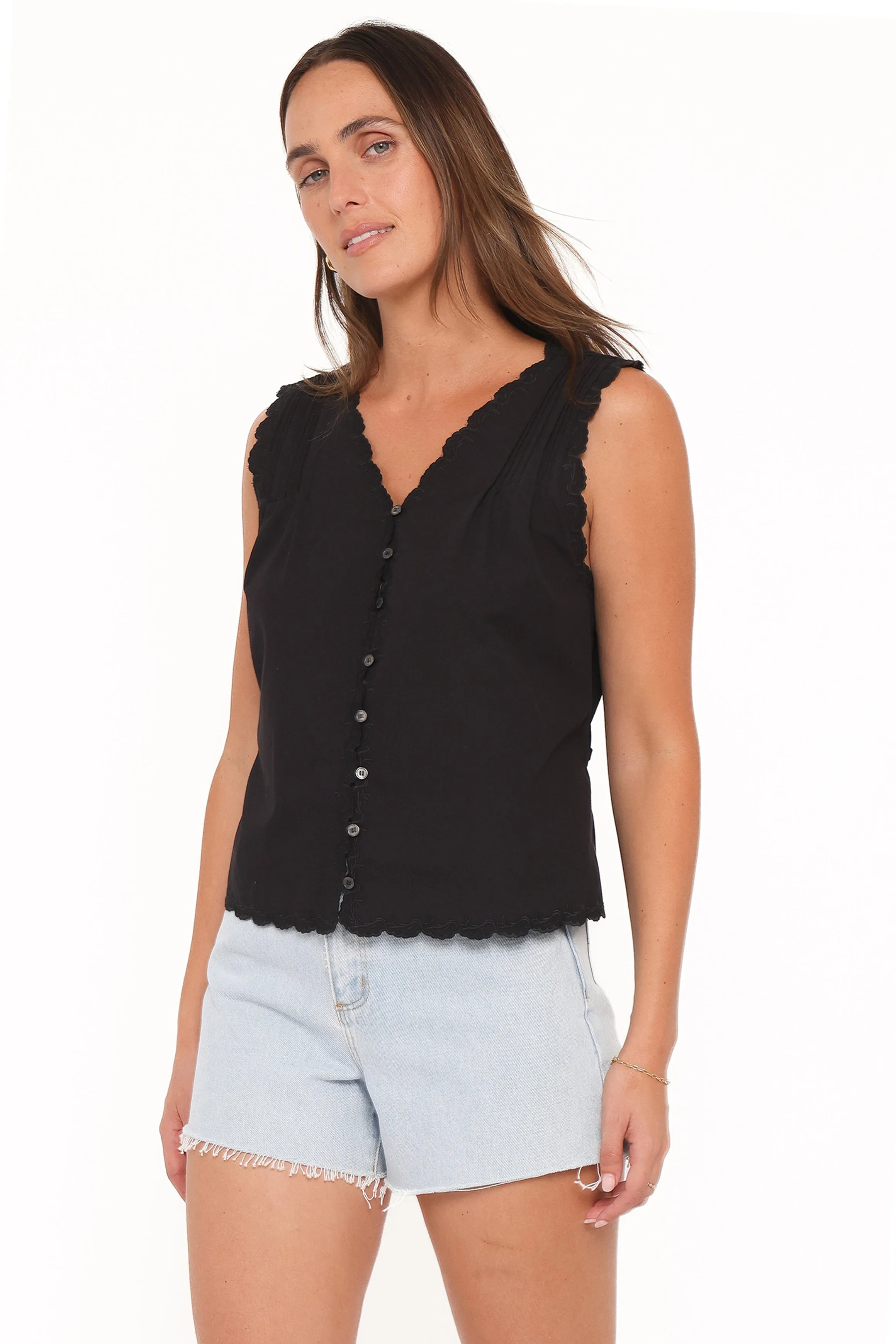 Lori Lace Trim Top - Black sold by Petal & Pup product image thumbnail 3