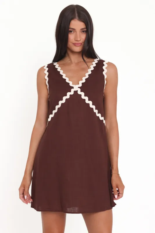 Lark Mini Dress - Brown made by Petal & Pup
