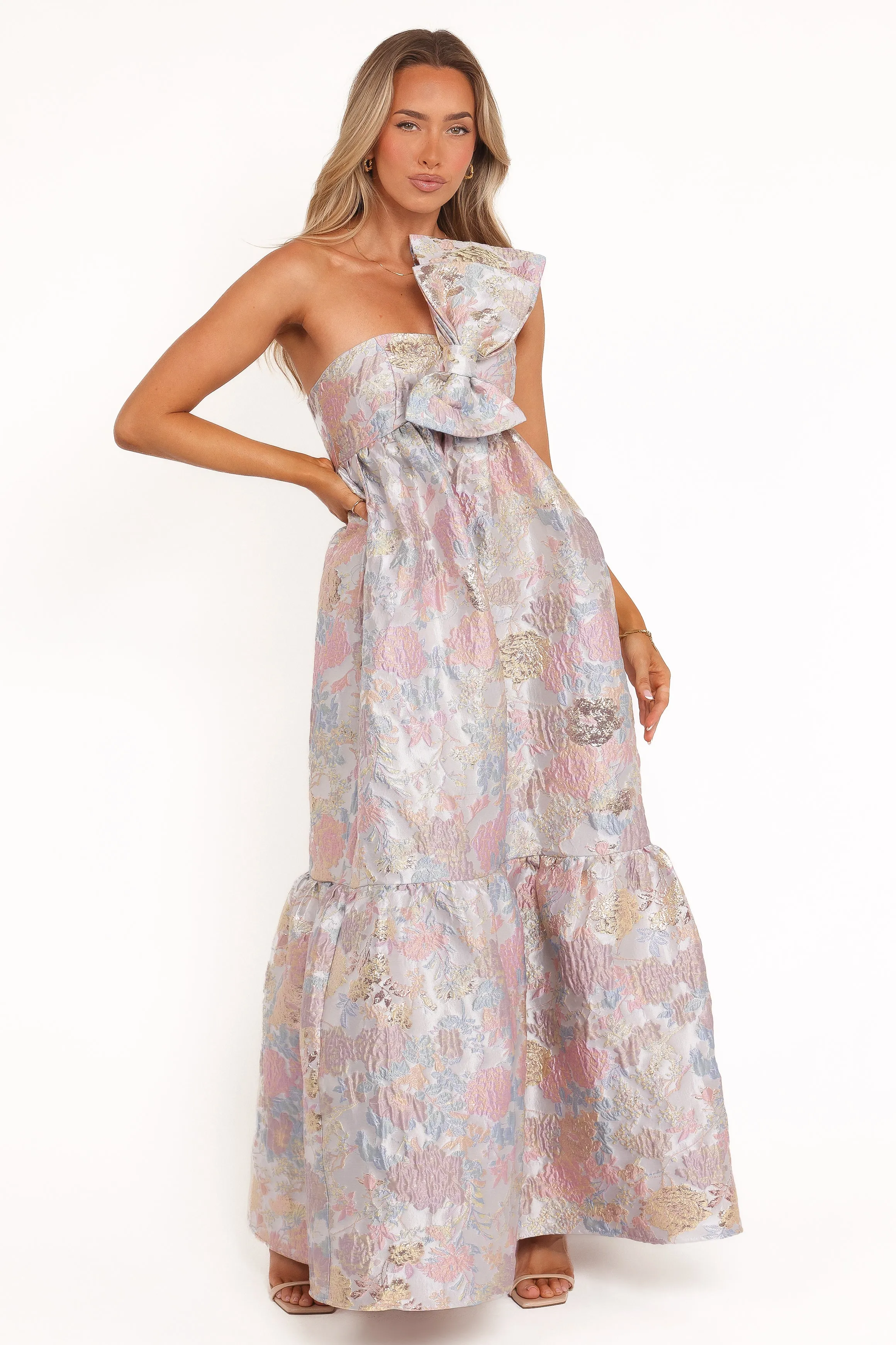 Betina Bow Front Maxi Dress - Pale Blue Floral sold by Petal & Pup product image thumbnail 5