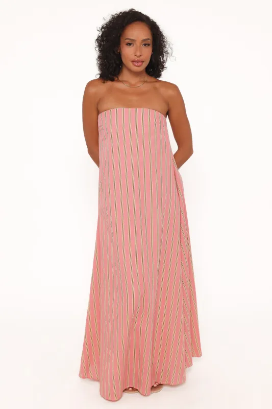 Soph Strapless Maxi Dress - Pink Stripe made by Petal & Pup