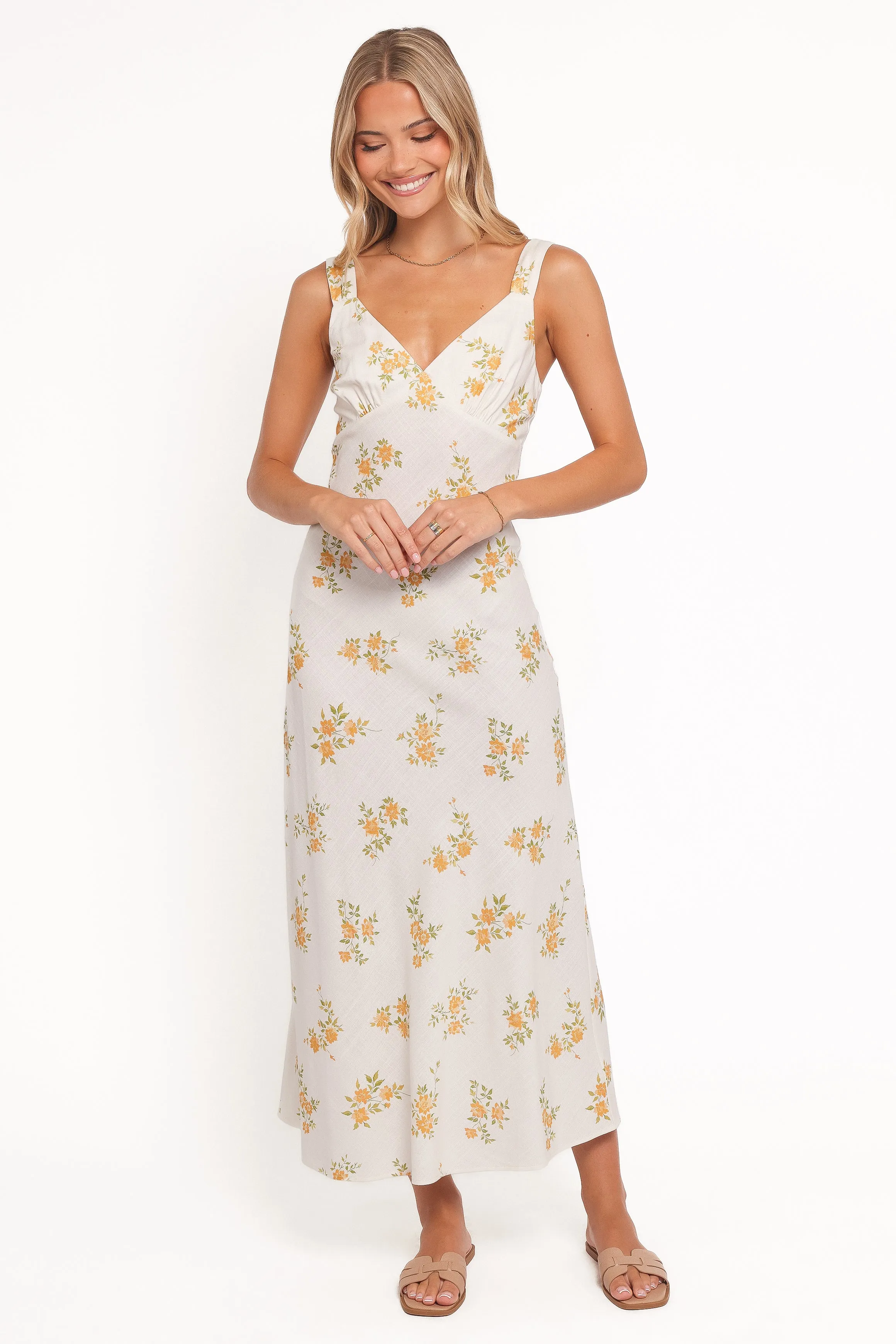 Zinnia Midi Dress - Yellow Floral sold by Petal & Pup