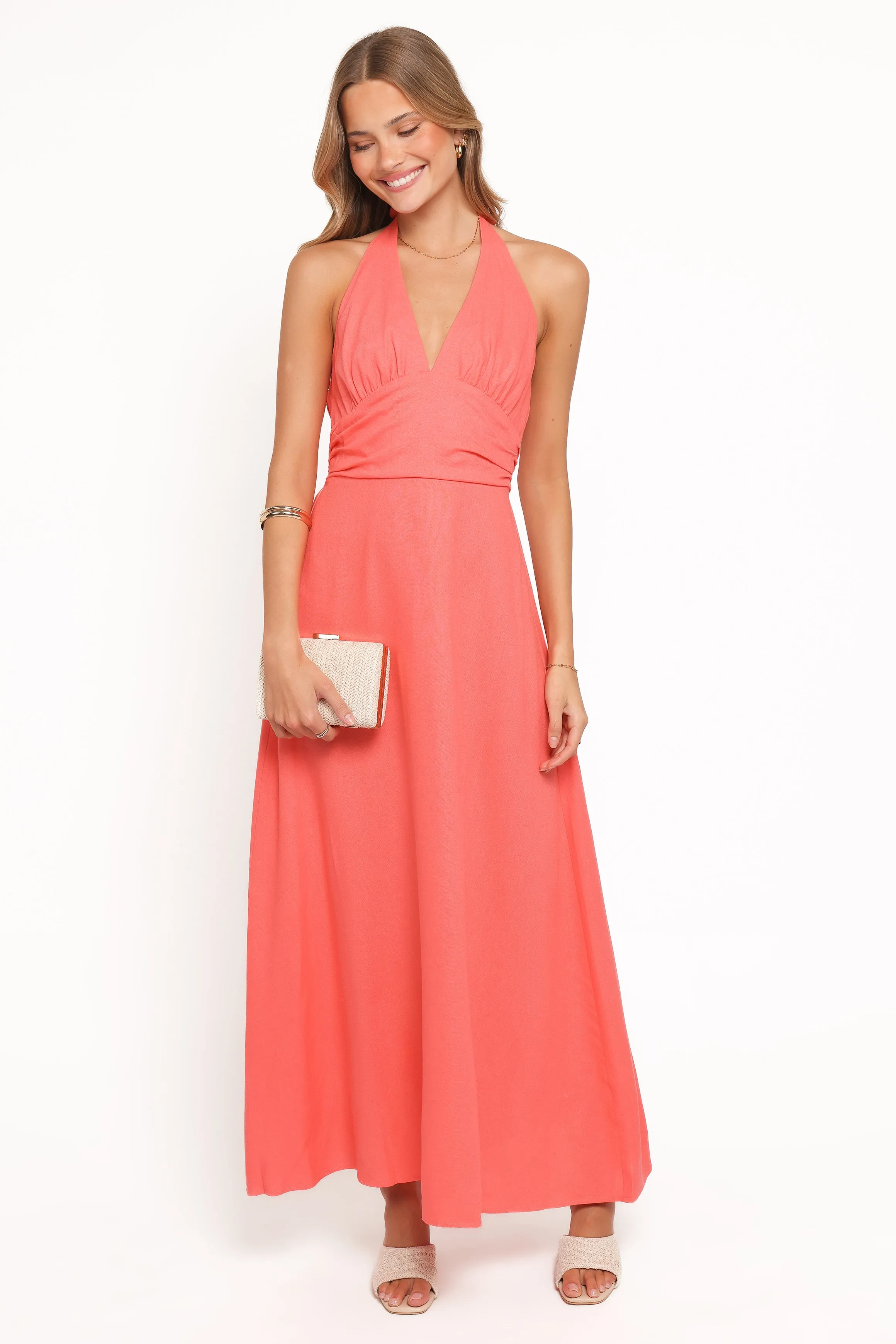 Marie Halterneck Maxi Dress - Coral sold by Petal & Pup product image thumbnail 5