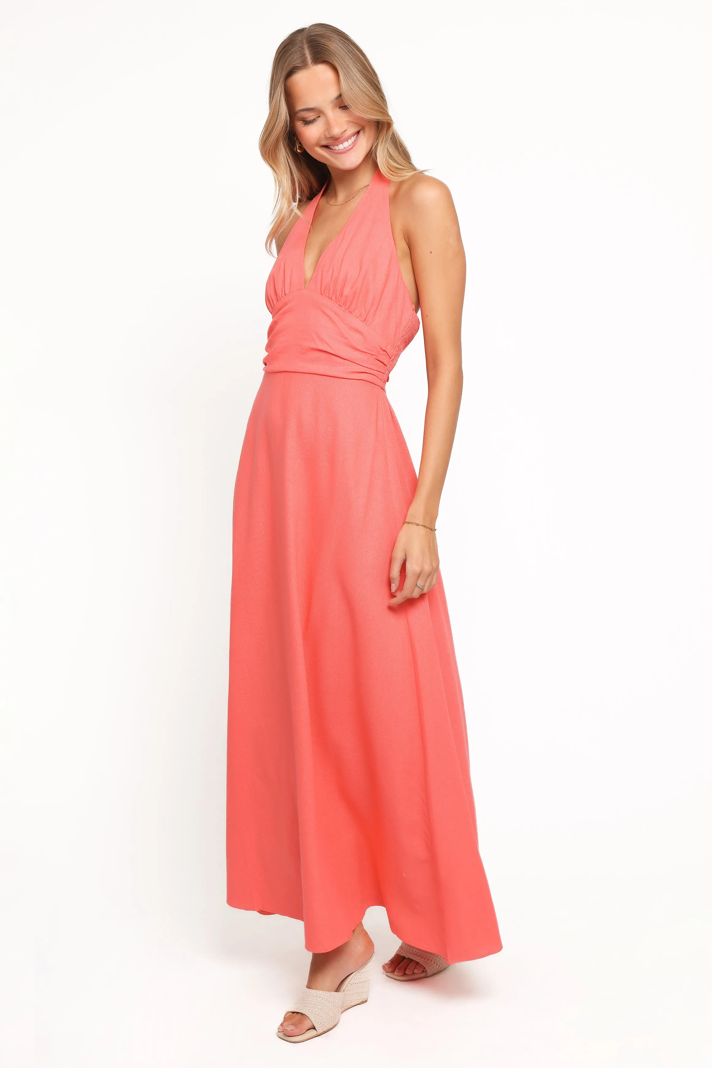 Marie Halterneck Maxi Dress - Coral sold by Petal & Pup product image thumbnail 3
