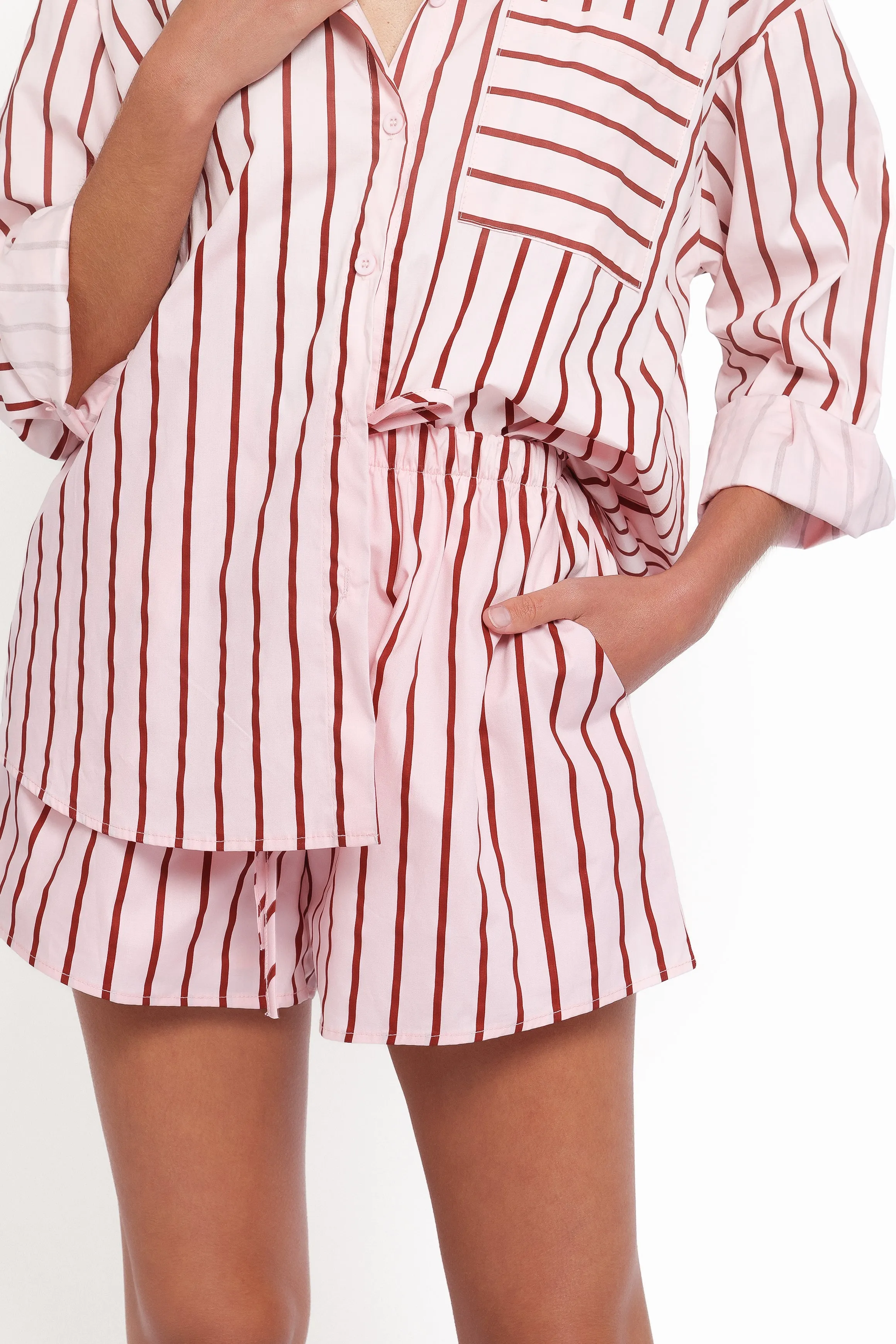 Ashlyn Short Set - Pink And Burgundy Stripe sold by Petal & Pup product image thumbnail 5