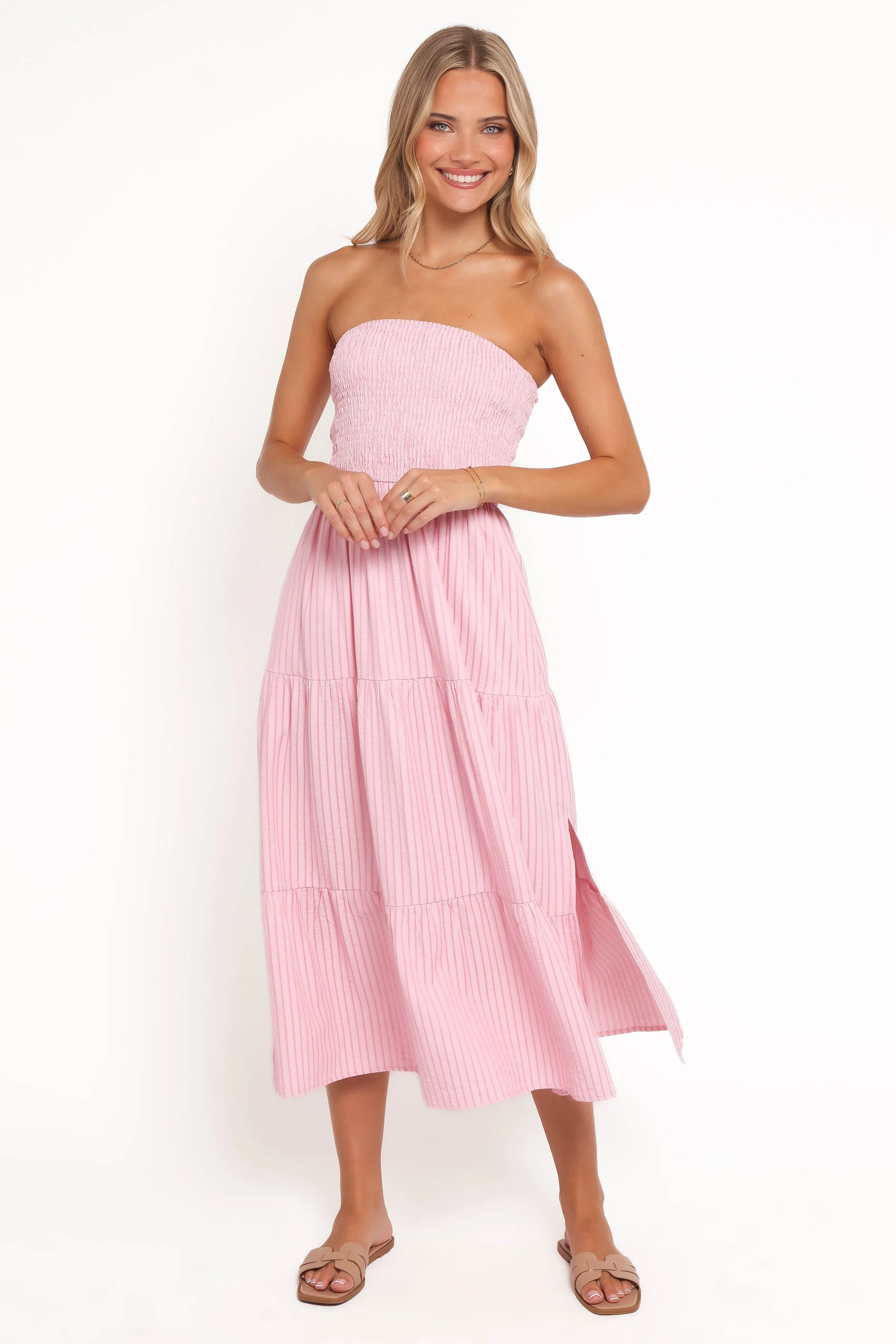 Maisie Strapless Midi Dress - Pink Stripe sold by Petal & Pup product image thumbnail 5