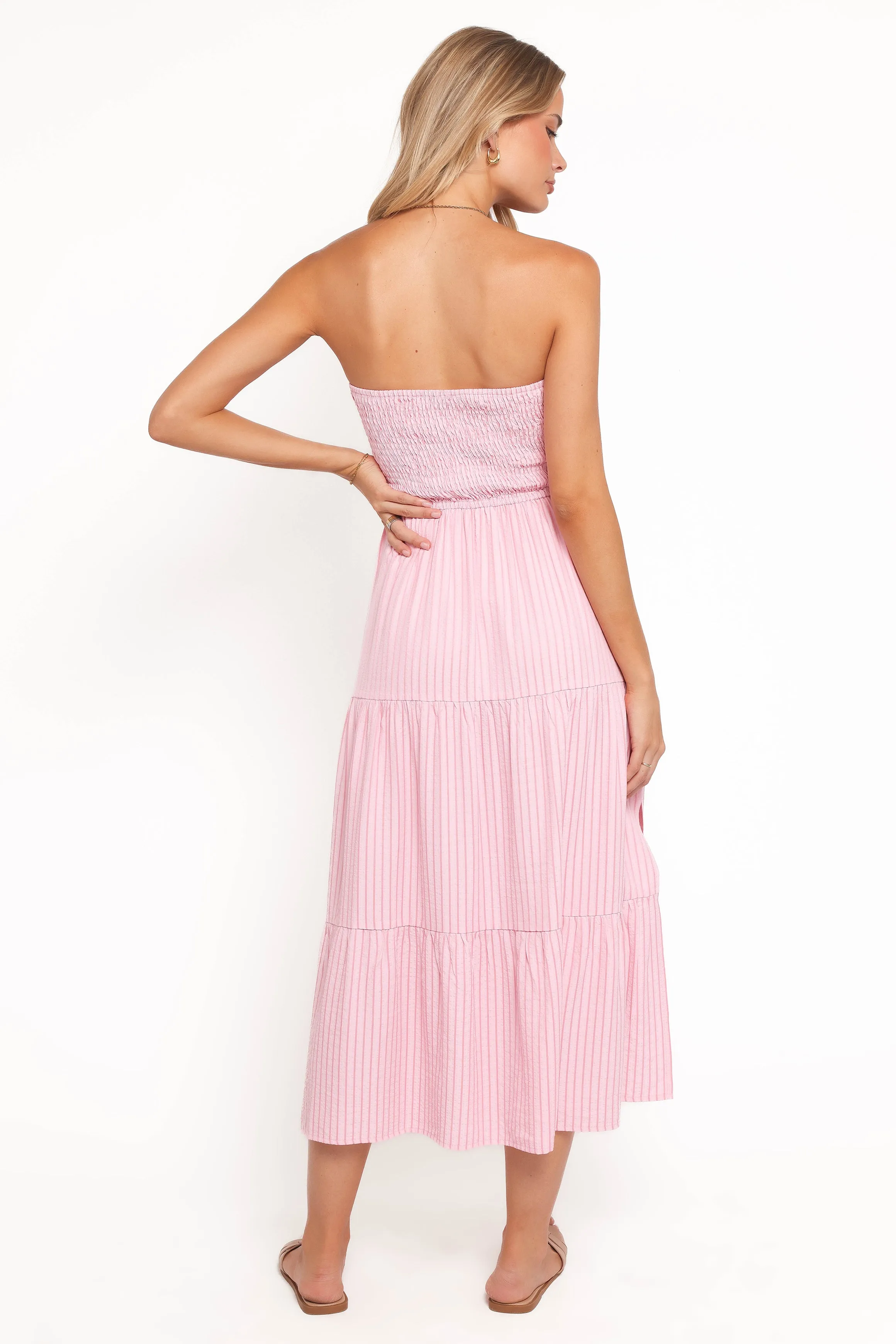 Maisie Strapless Midi Dress - Pink Stripe sold by Petal & Pup product image thumbnail 4